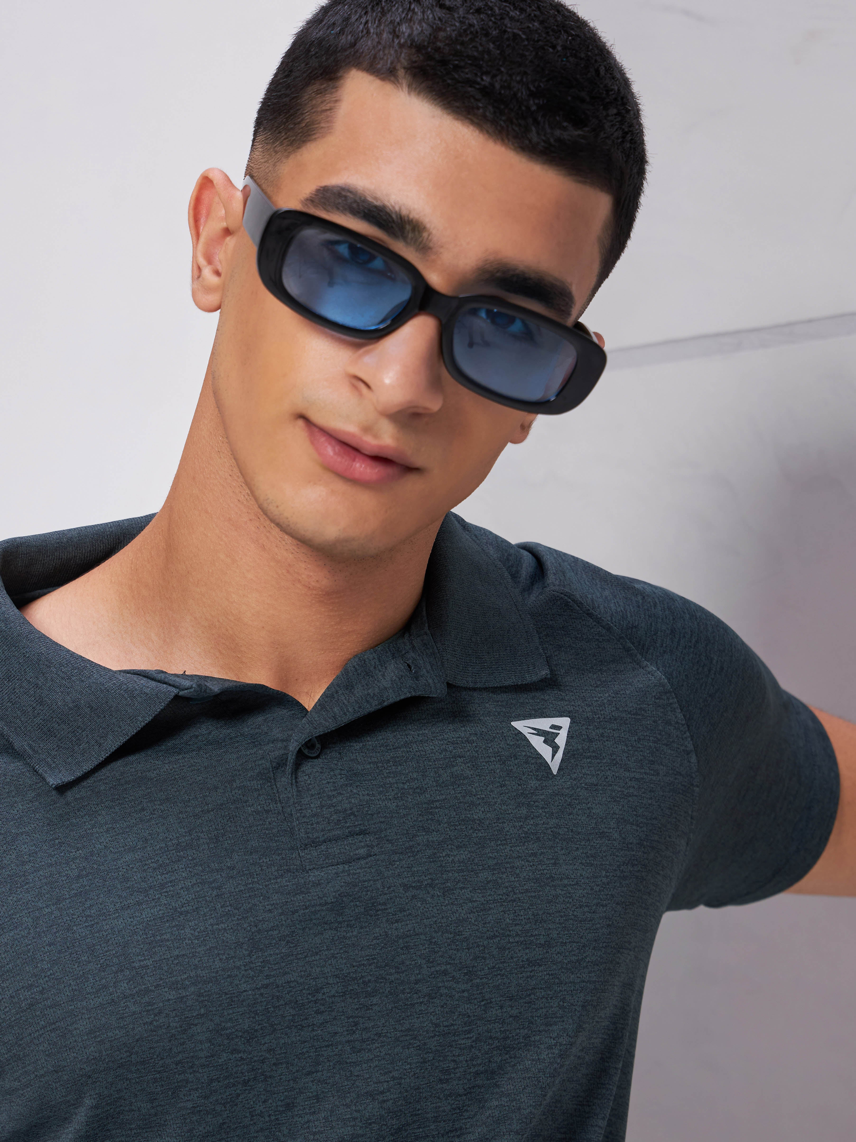 Men Melange Slim Fit Polo T-shirt with DOUBLE COOL - Image 7