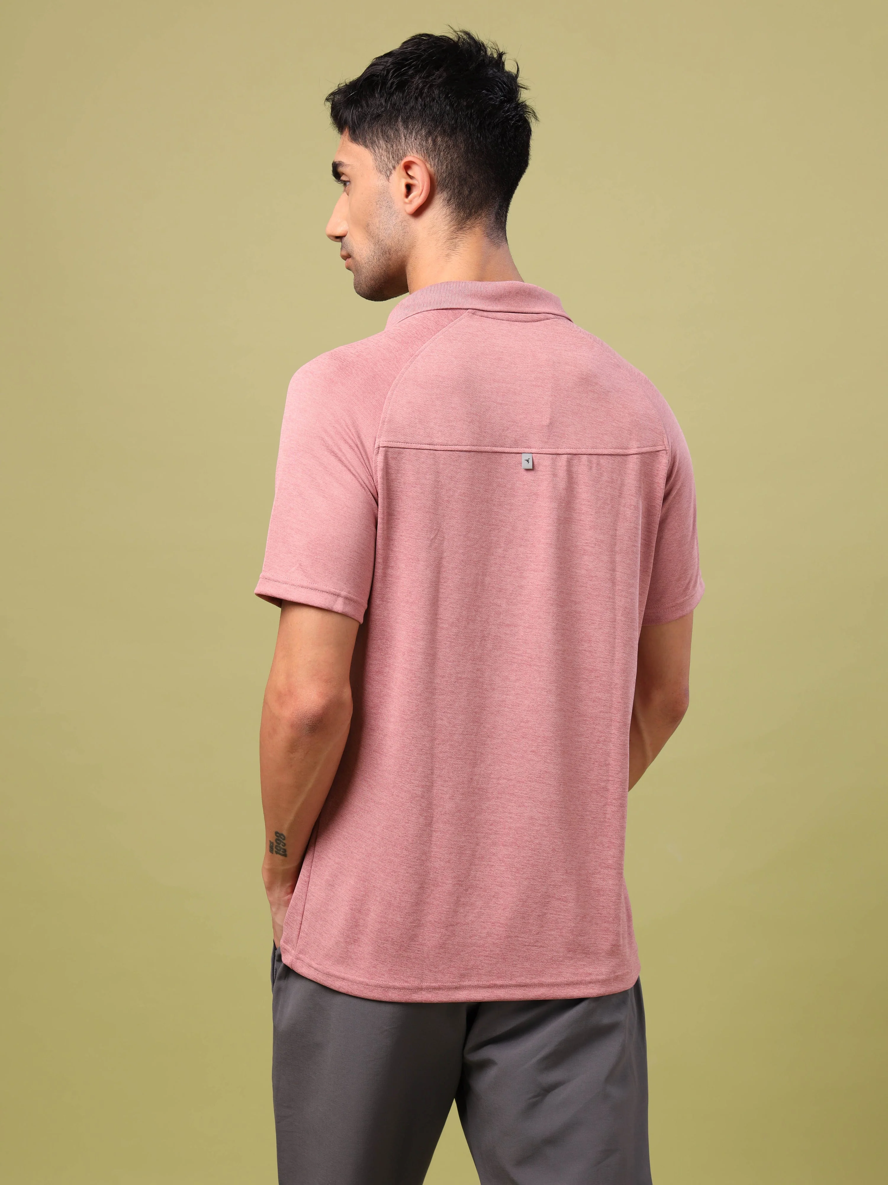 Men Melange Slim Fit Polo T-shirt with DOUBLE COOL - Image 3