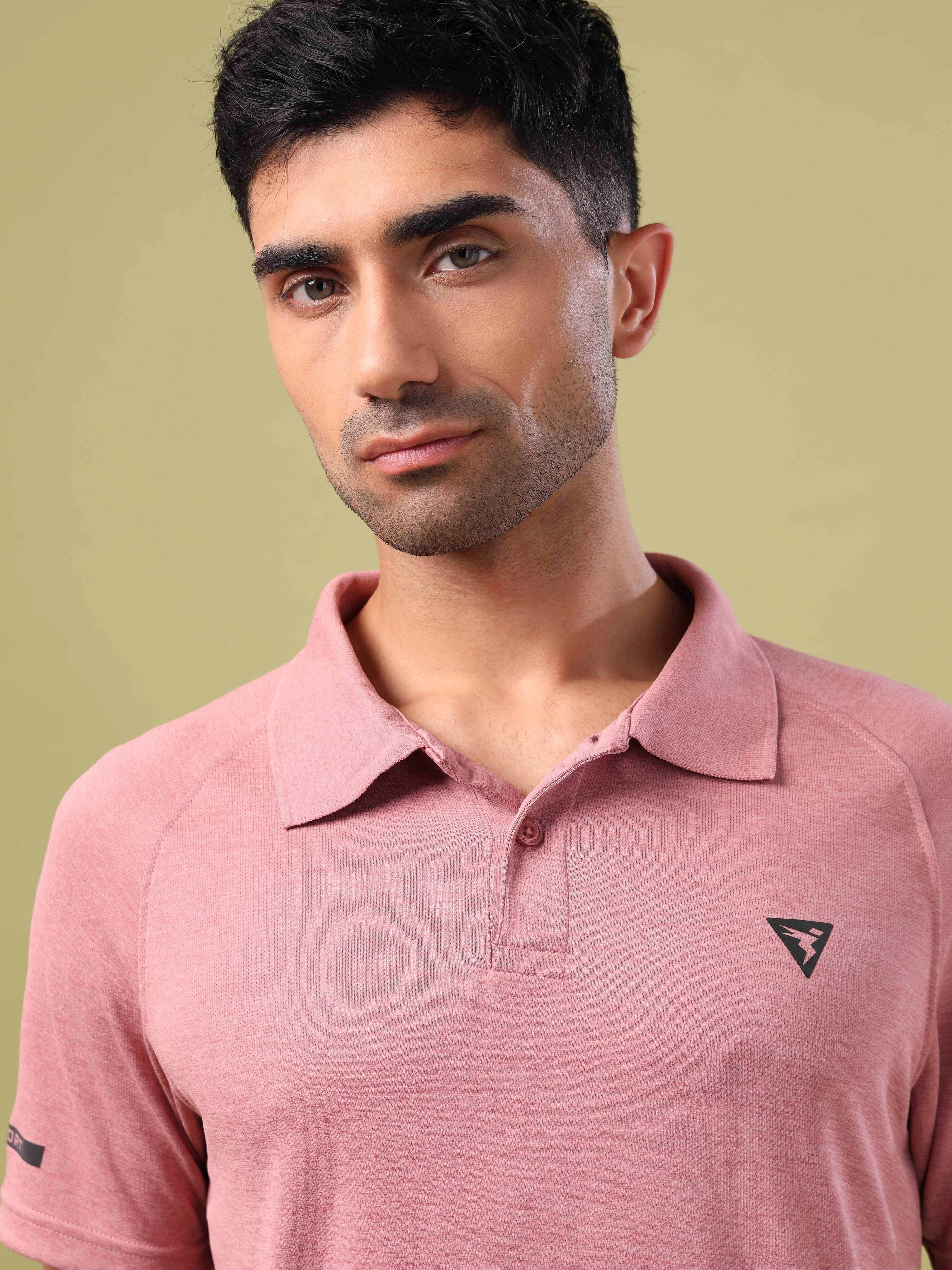 Men Melange Slim Fit Polo T-shirt with DOUBLE COOL - Image 6