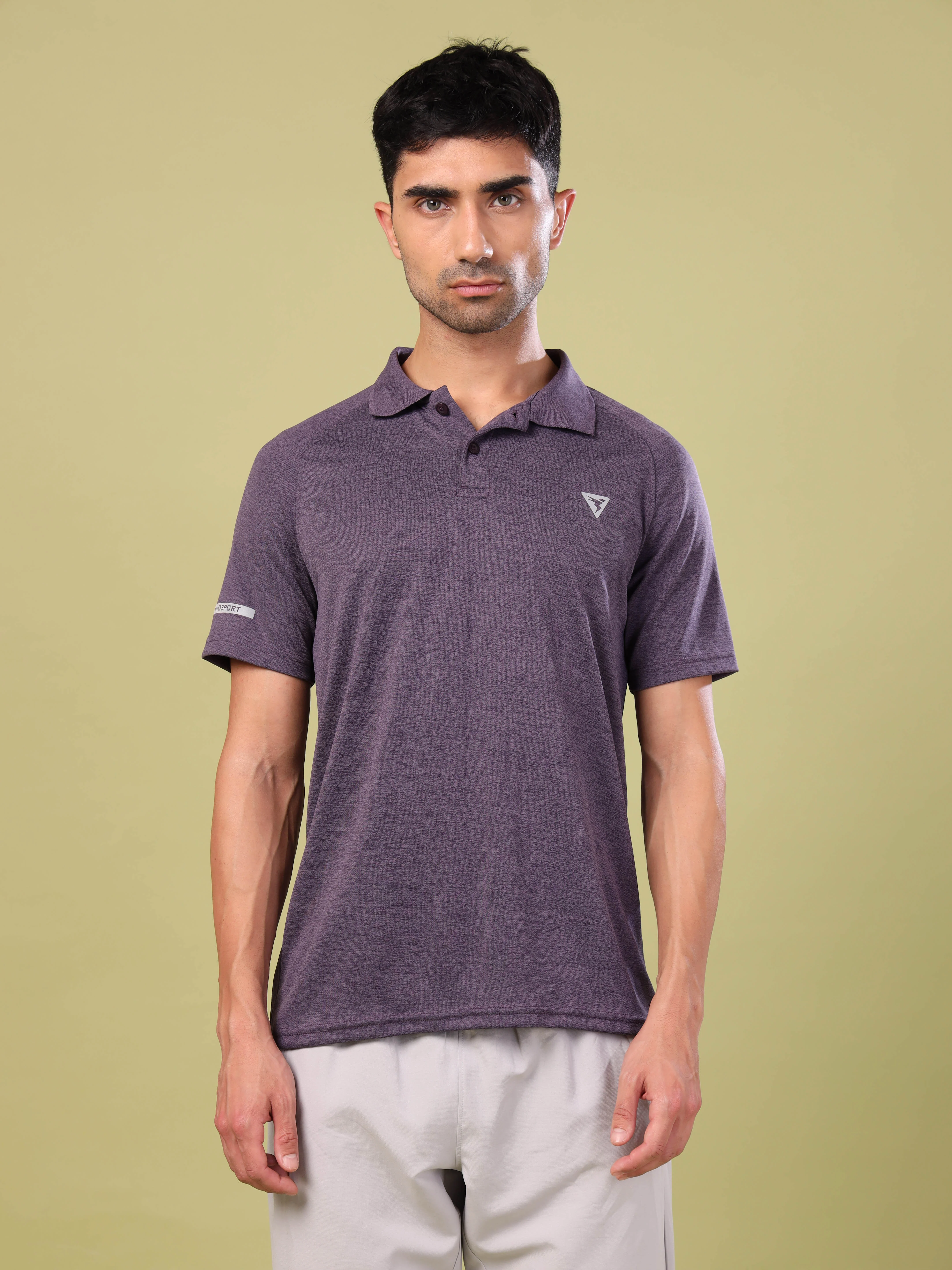 Men Melange Slim Fit Polo T-shirt with DOUBLE COOL - Image 2