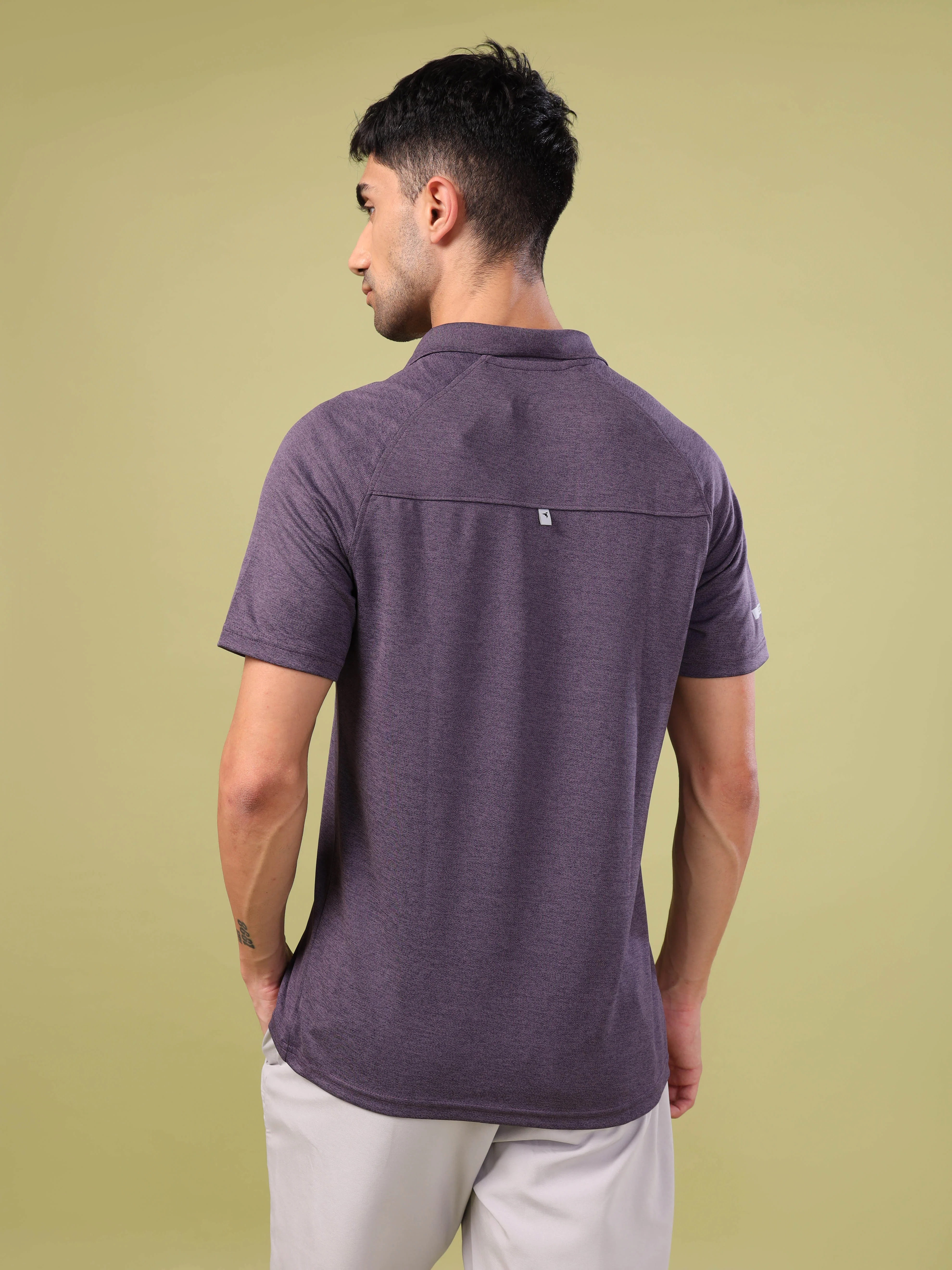 Men Melange Slim Fit Polo T-shirt with DOUBLE COOL - Image 3