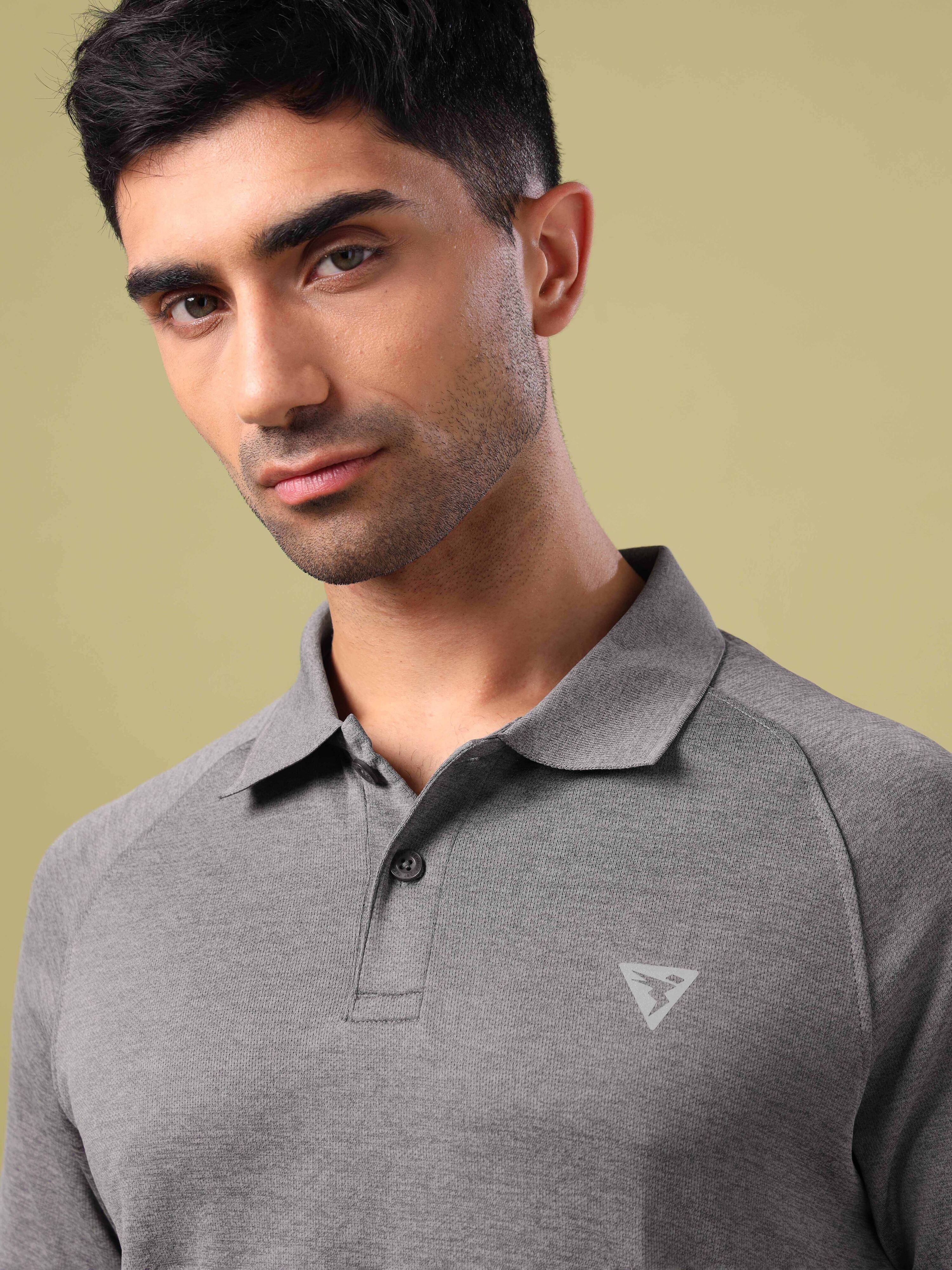 Men Melange Slim Fit Polo T-shirt with DOUBLE COOL - Image 6