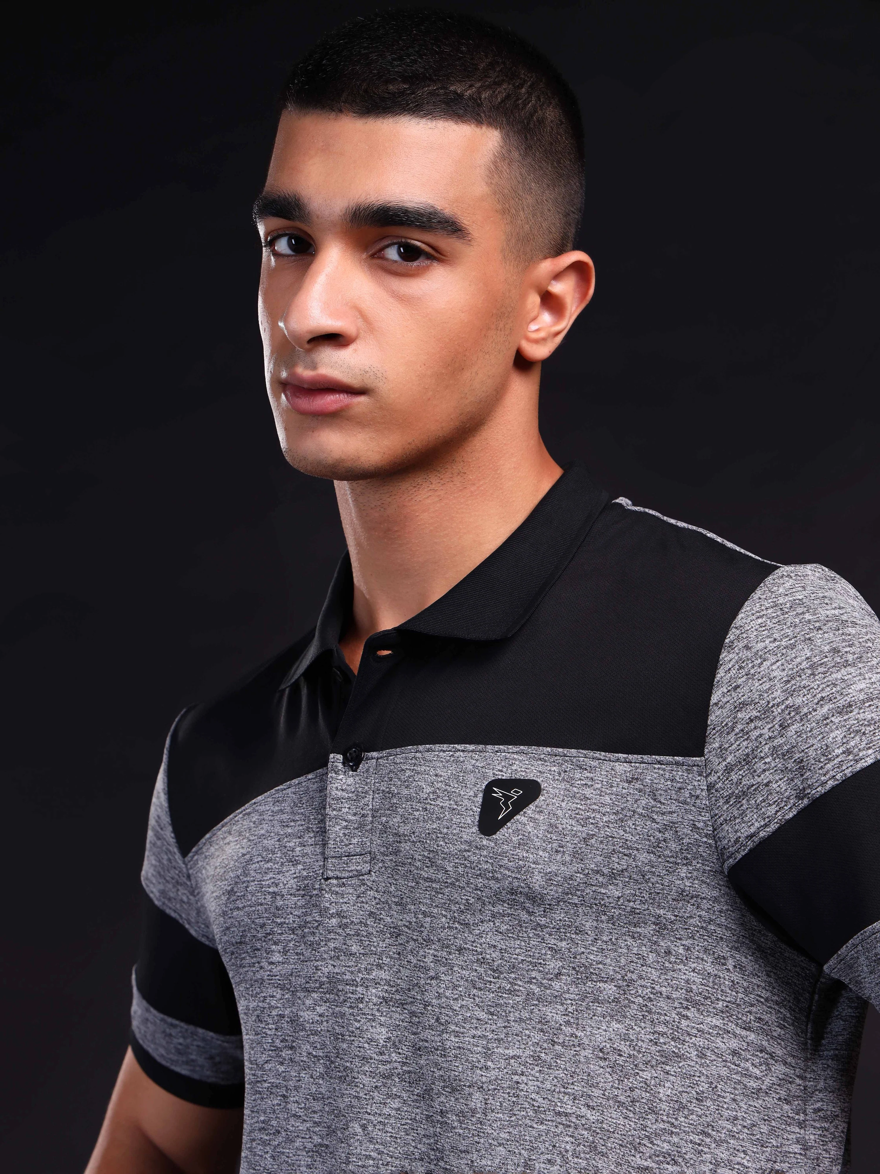 Men Melange Slim Fit Polo T-shirt with DOUBLE COOL - Image 6