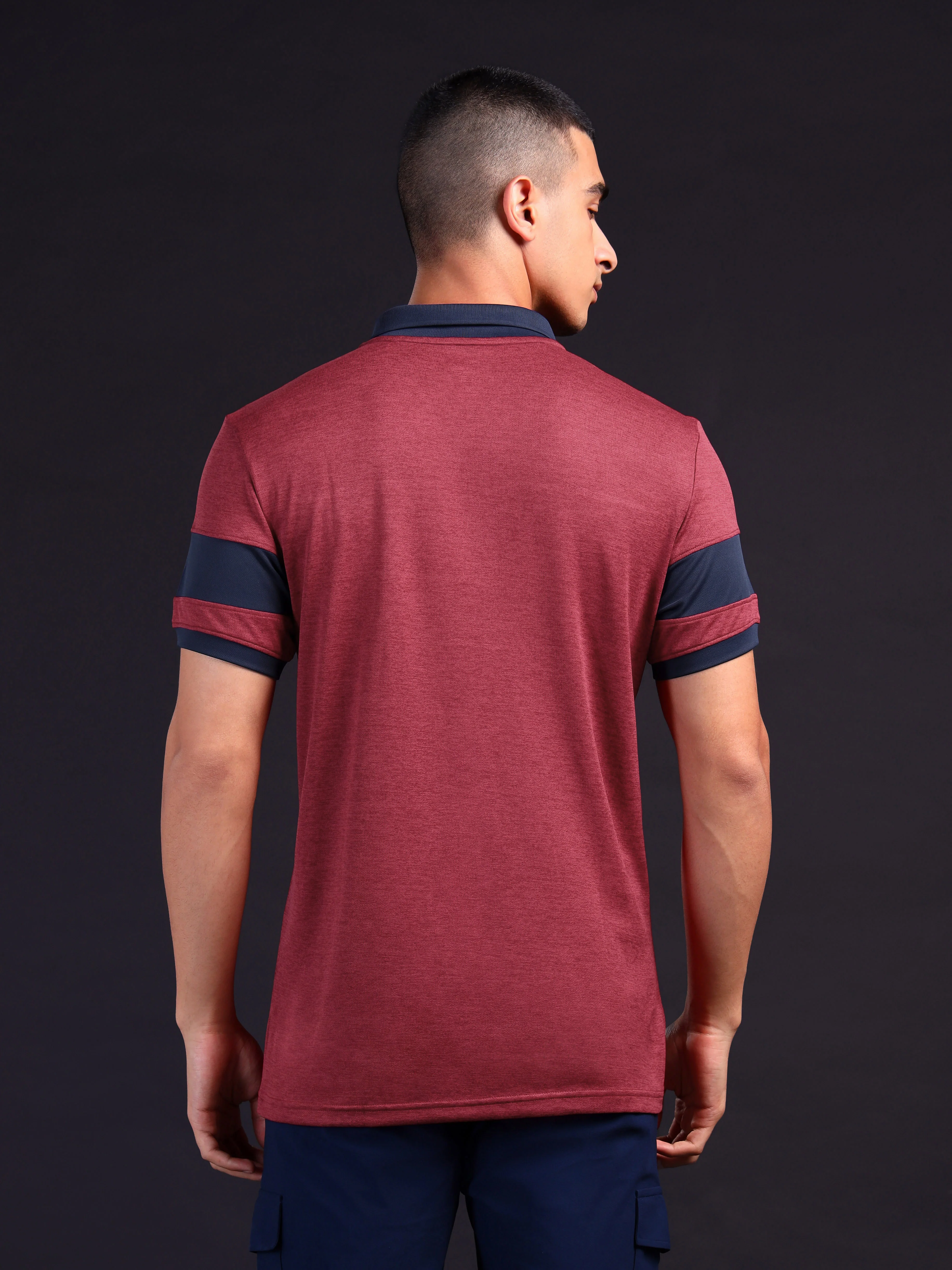 Men Melange Slim Fit Polo T-shirt with DOUBLE COOL - Image 2
