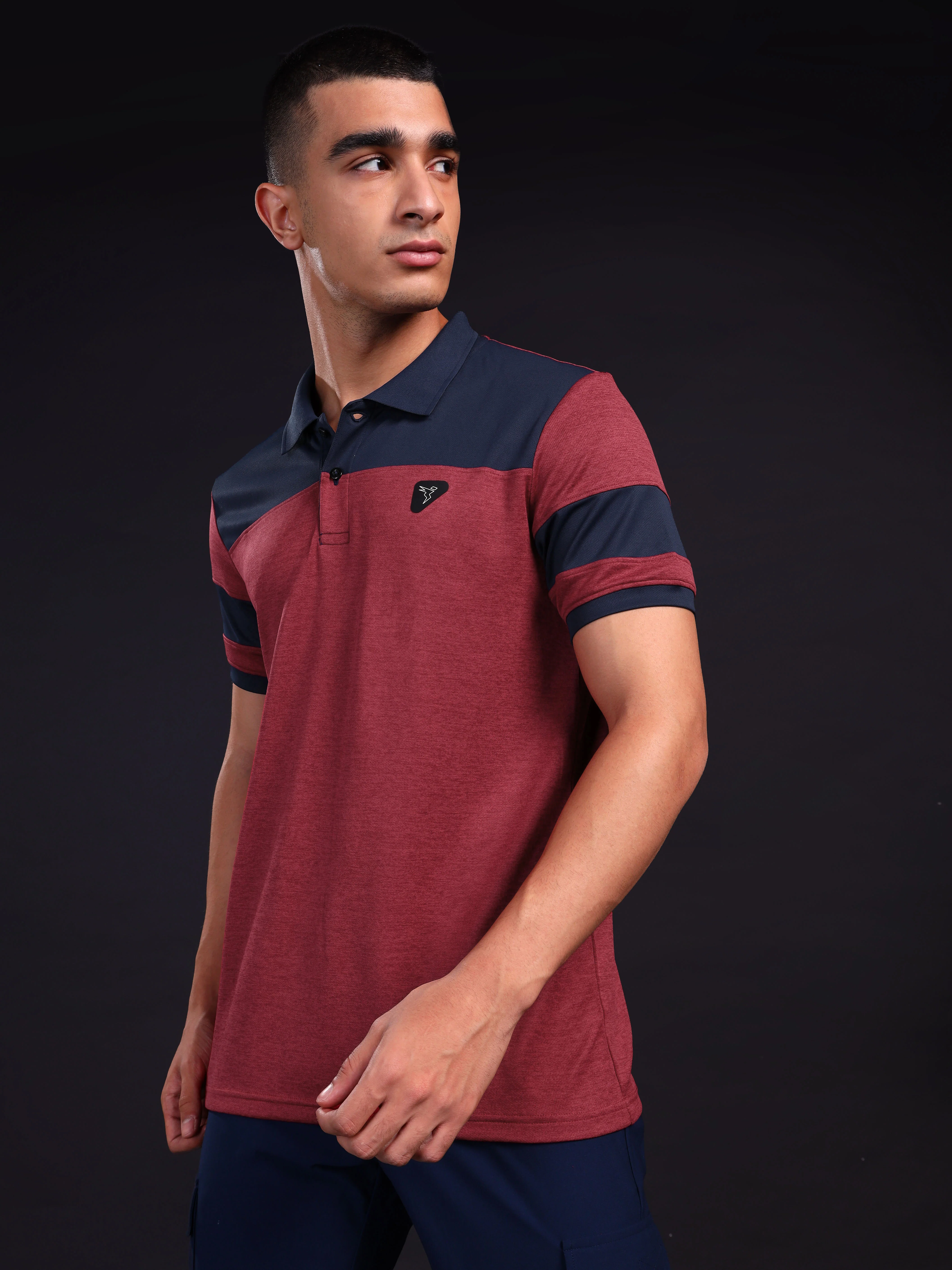 Men Melange Slim Fit Polo T-shirt with DOUBLE COOL - Image 3