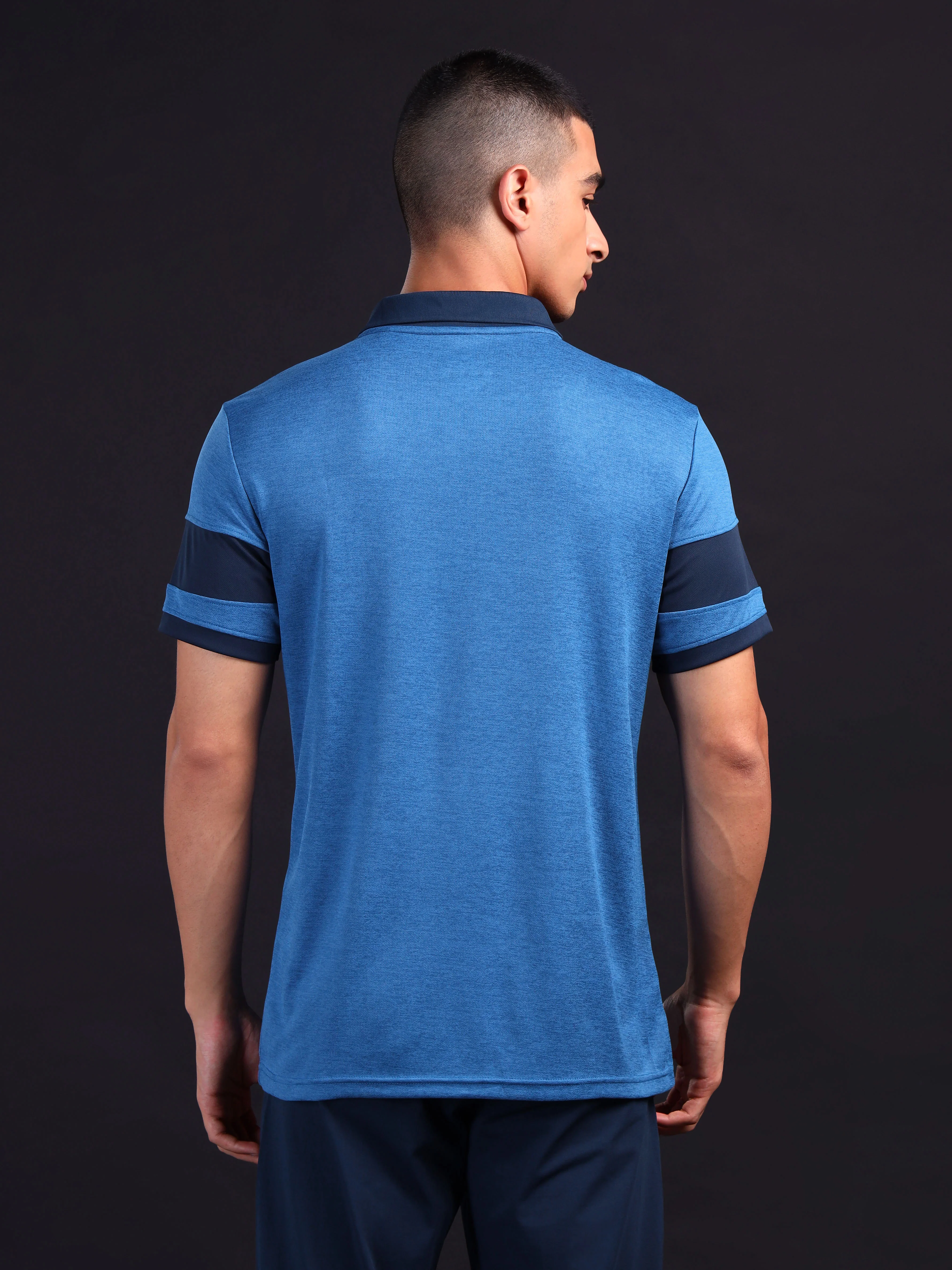 Men Melange Slim Fit Polo T-shirt with DOUBLE COOL - Image 3