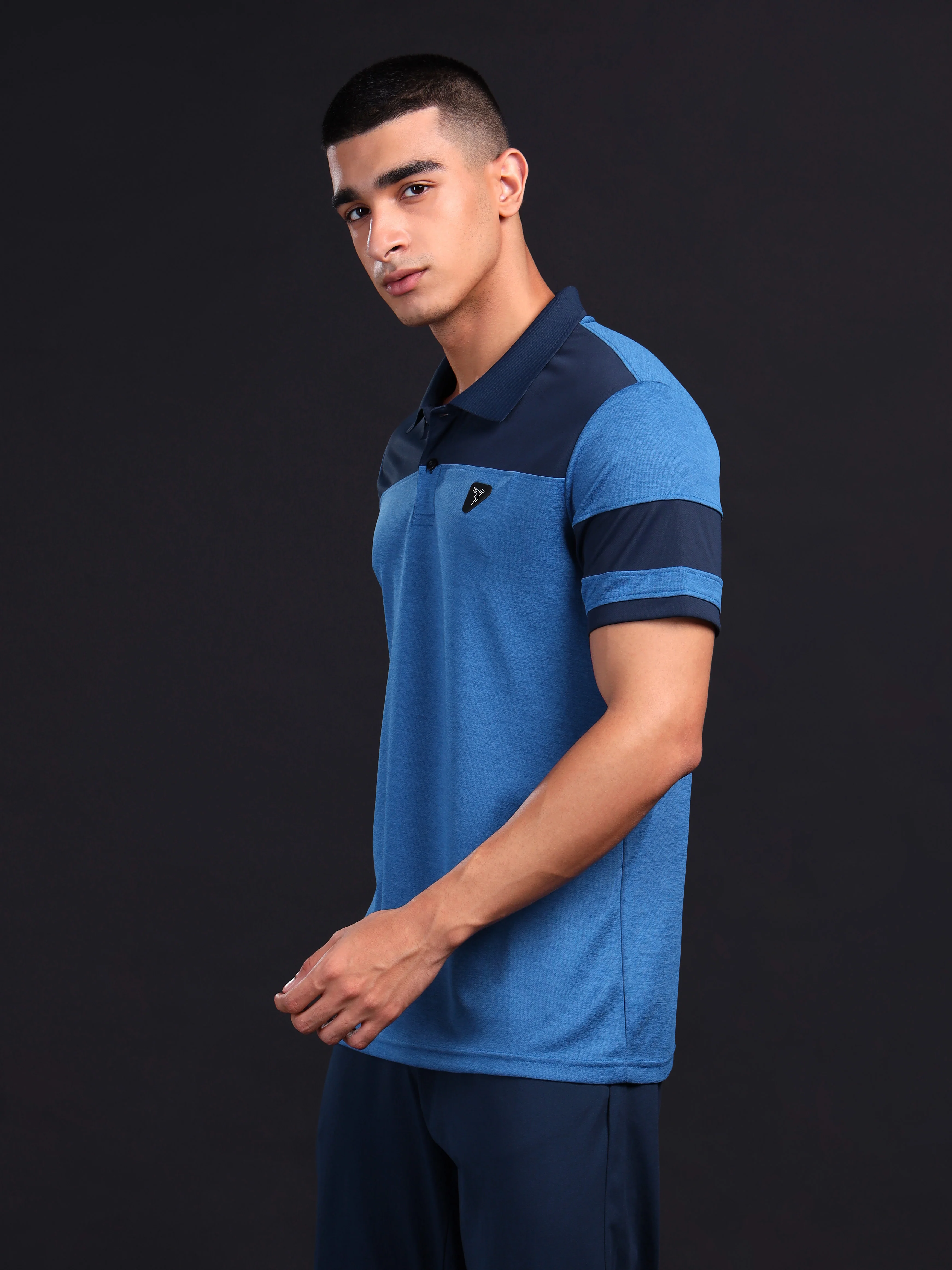 Men Melange Slim Fit Polo T-shirt with DOUBLE COOL - Image 4