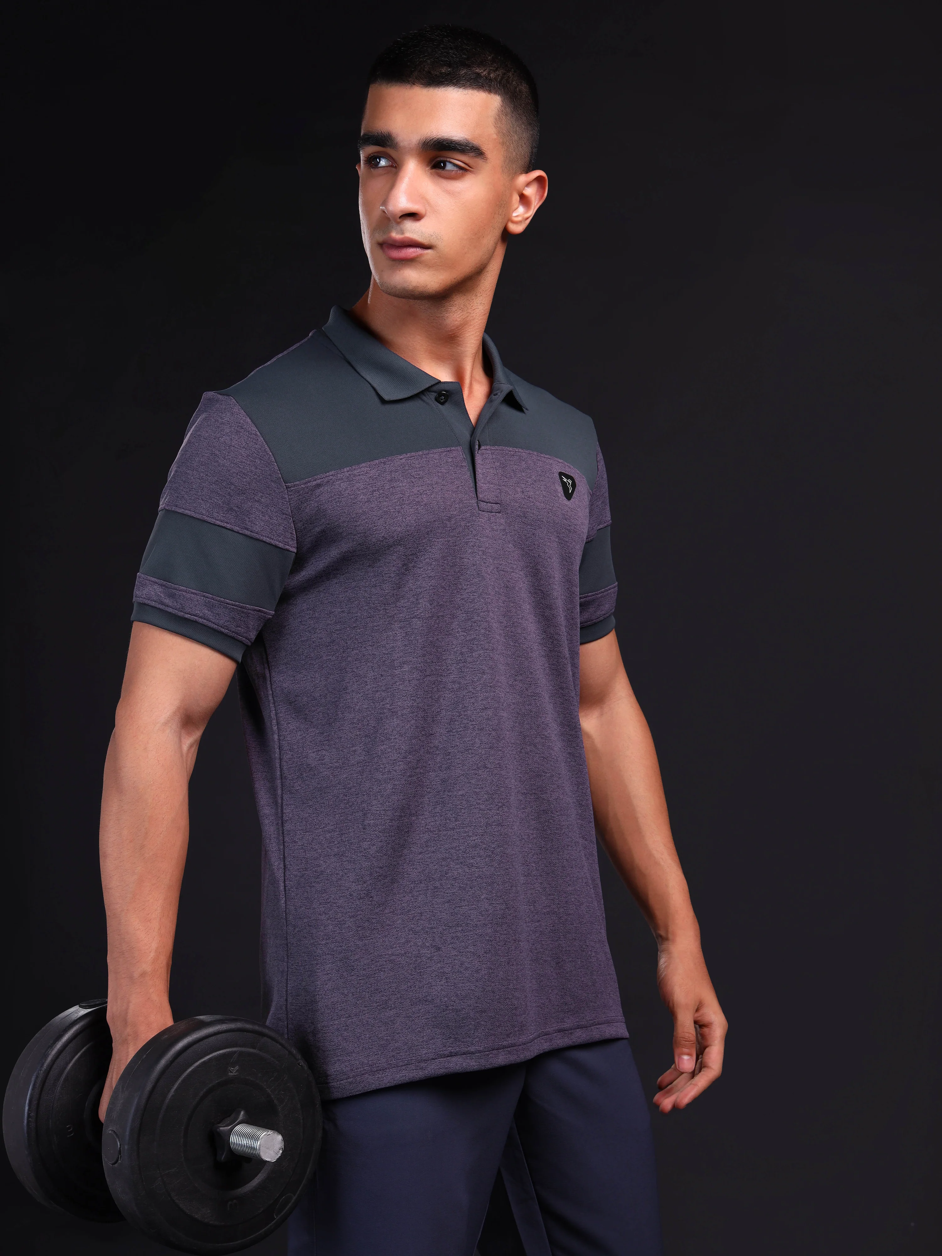 Men Melange Slim Fit Polo T-shirt with DOUBLE COOL