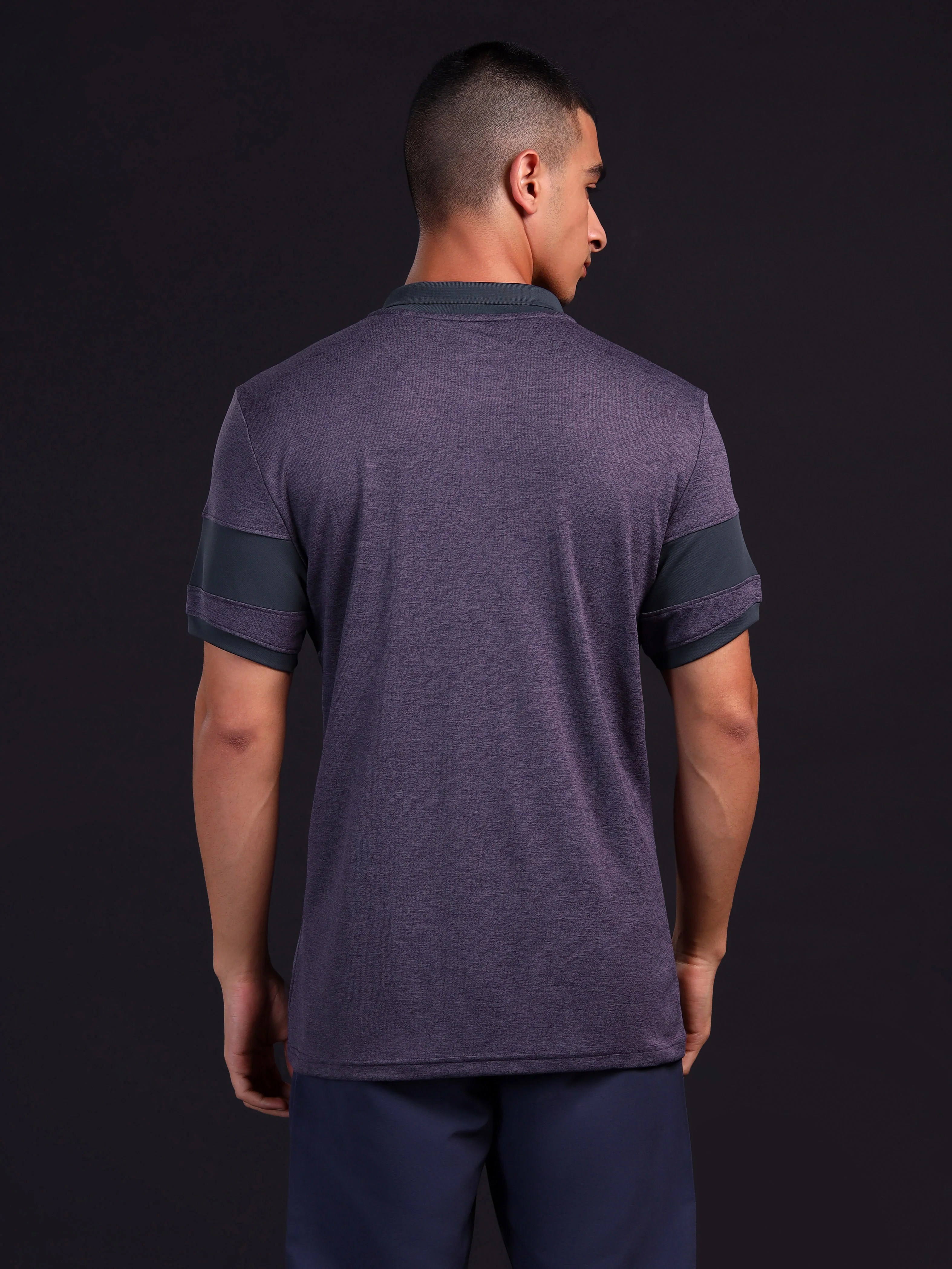 Men Melange Slim Fit Polo T-shirt with DOUBLE COOL - Image 3