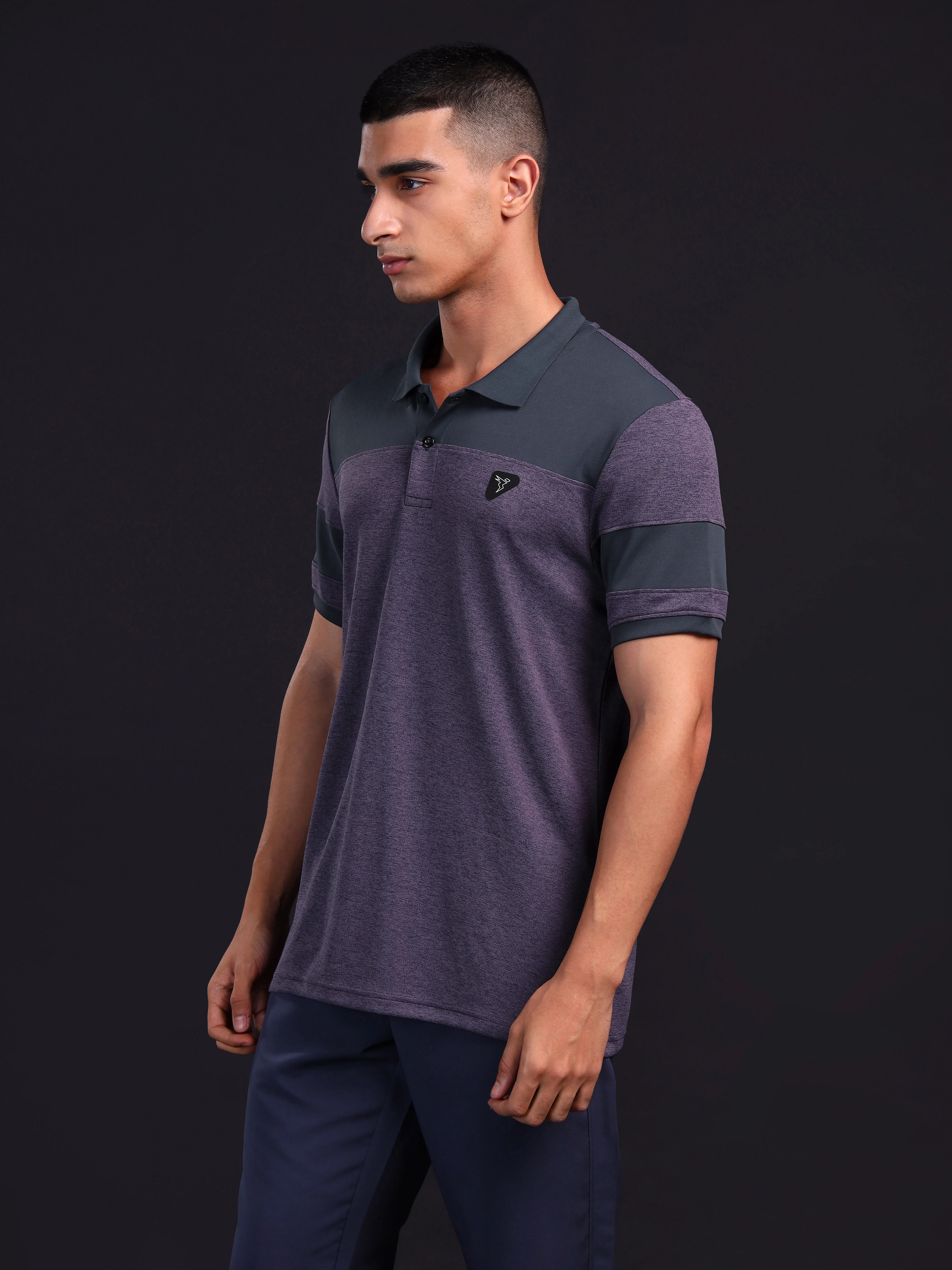 Men Melange Slim Fit Polo T-shirt with DOUBLE COOL - Image 4