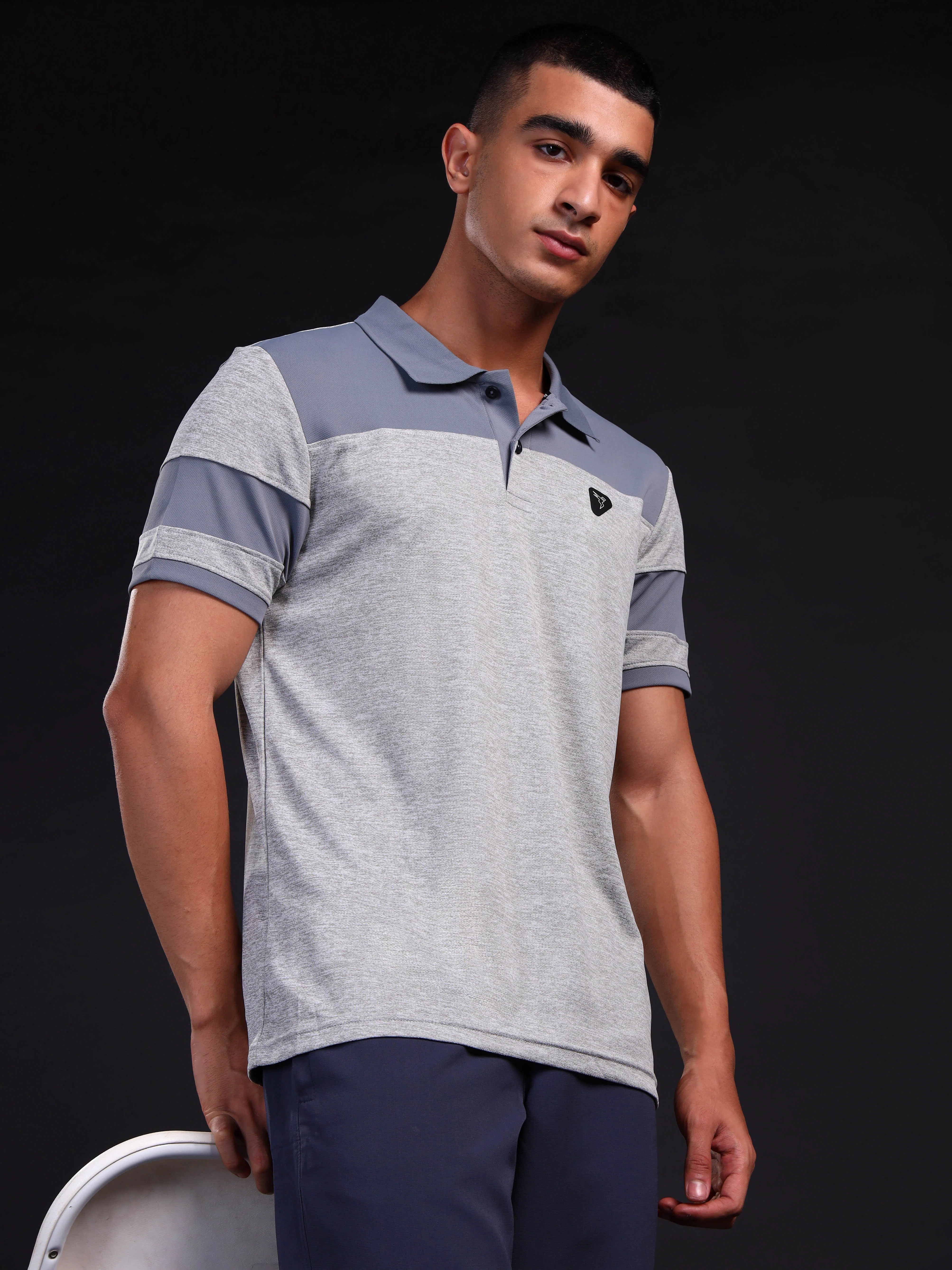 Men Melange Slim Fit Polo T-shirt with DOUBLE COOL