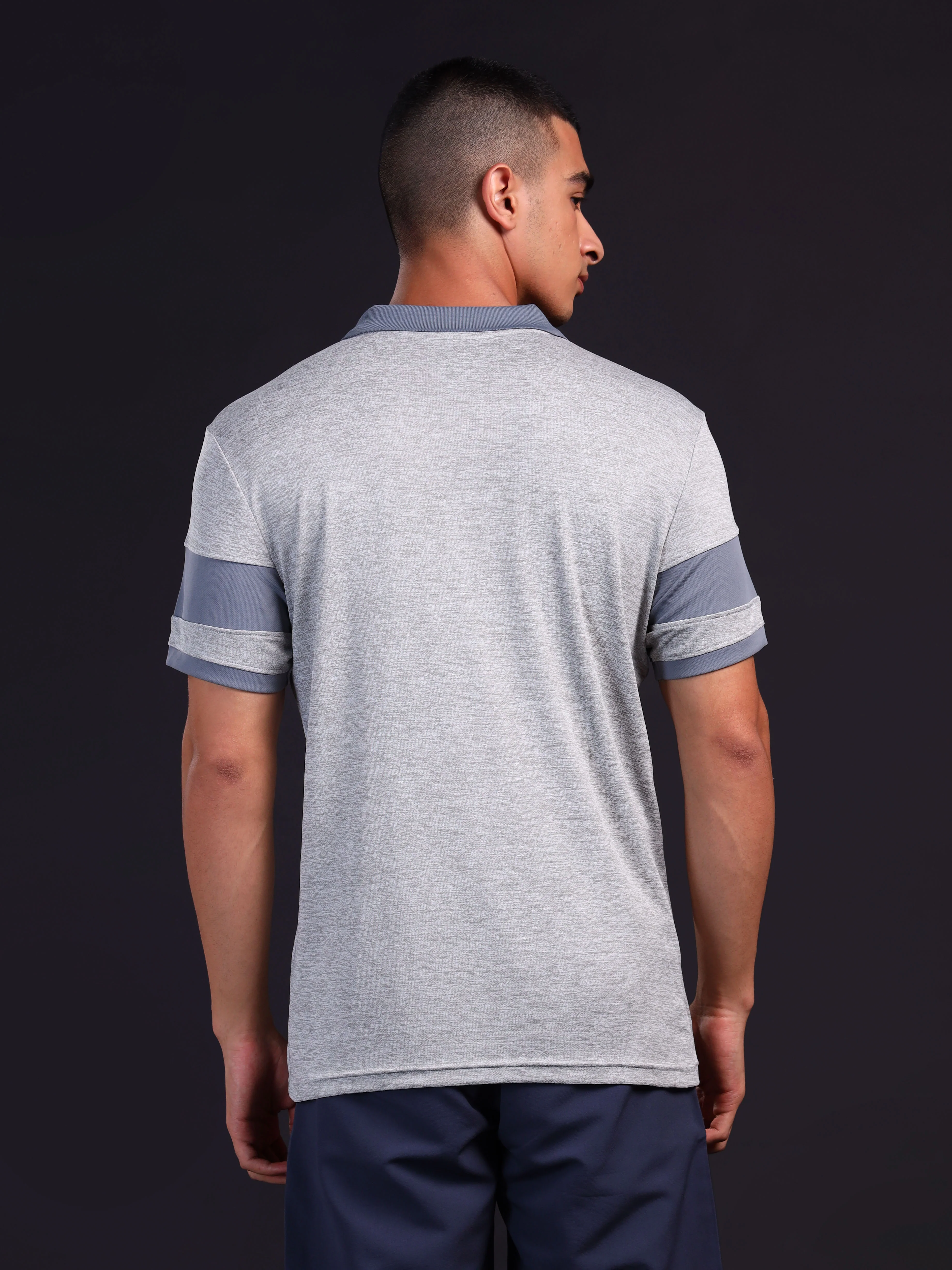 Men Melange Slim Fit Polo T-shirt with DOUBLE COOL - Image 3