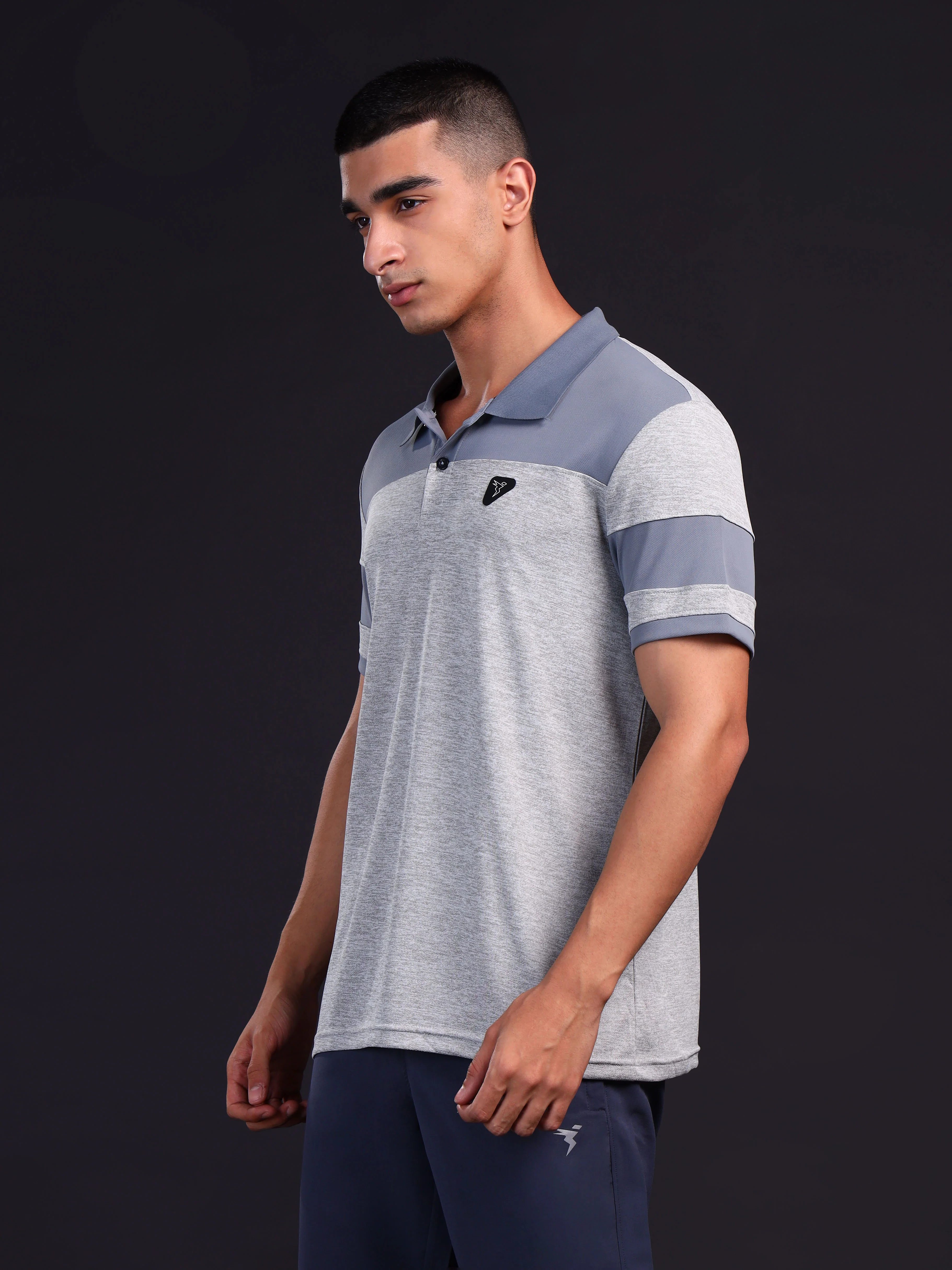 Men Melange Slim Fit Polo T-shirt with DOUBLE COOL - Image 4