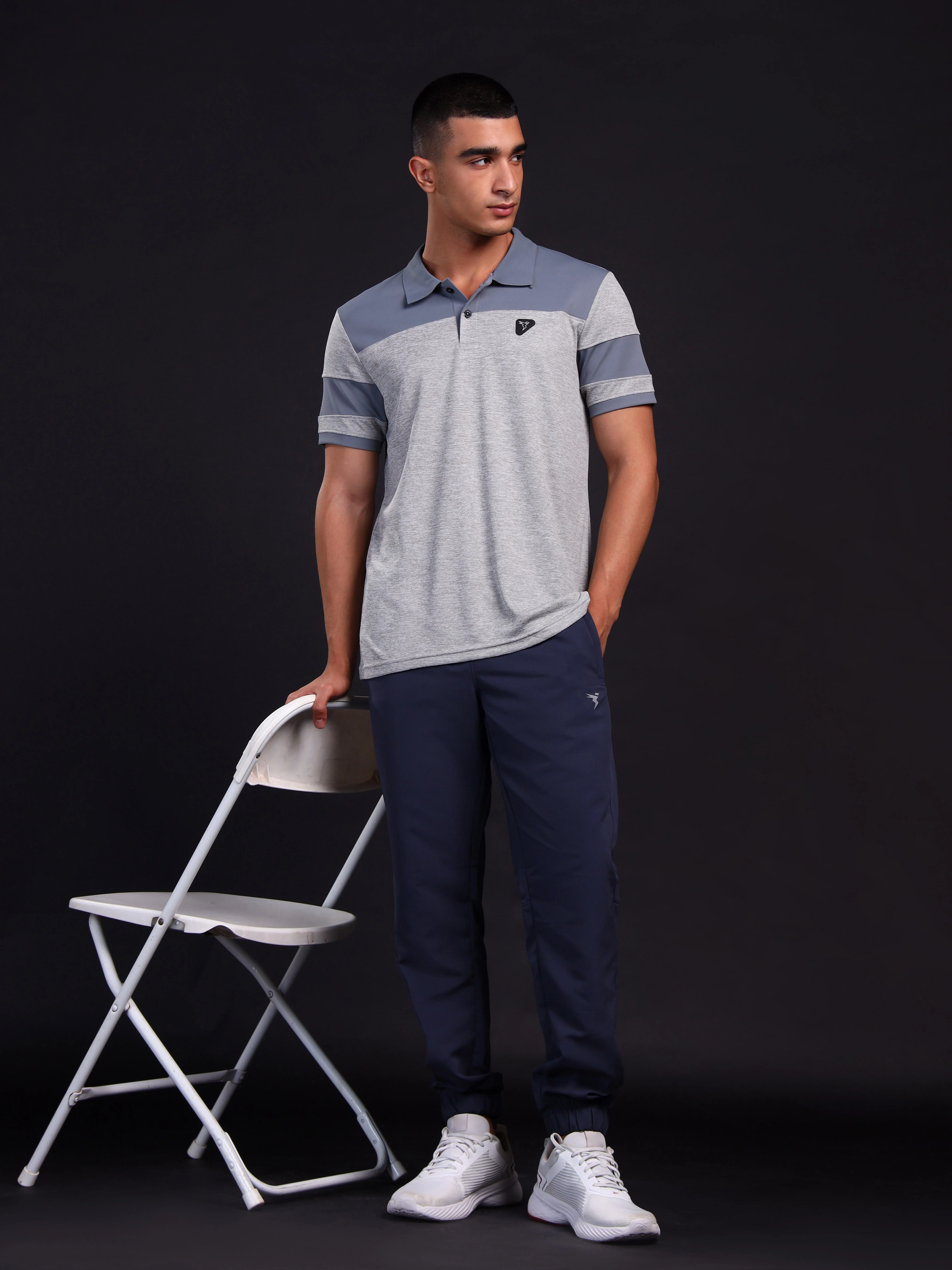 Men Melange Slim Fit Polo T-shirt with DOUBLE COOL - Image 5
