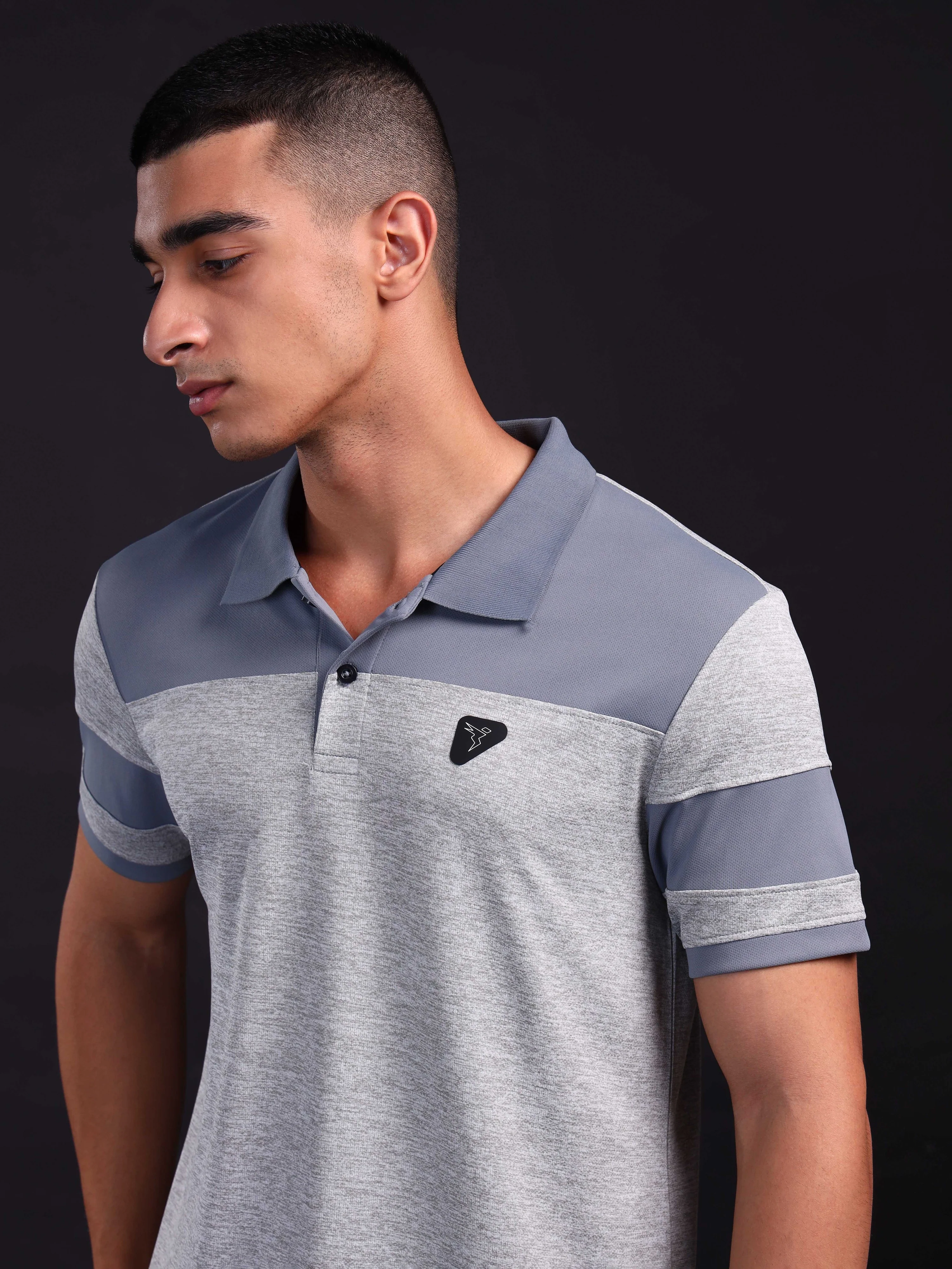 Men Melange Slim Fit Polo T-shirt with DOUBLE COOL - Image 6