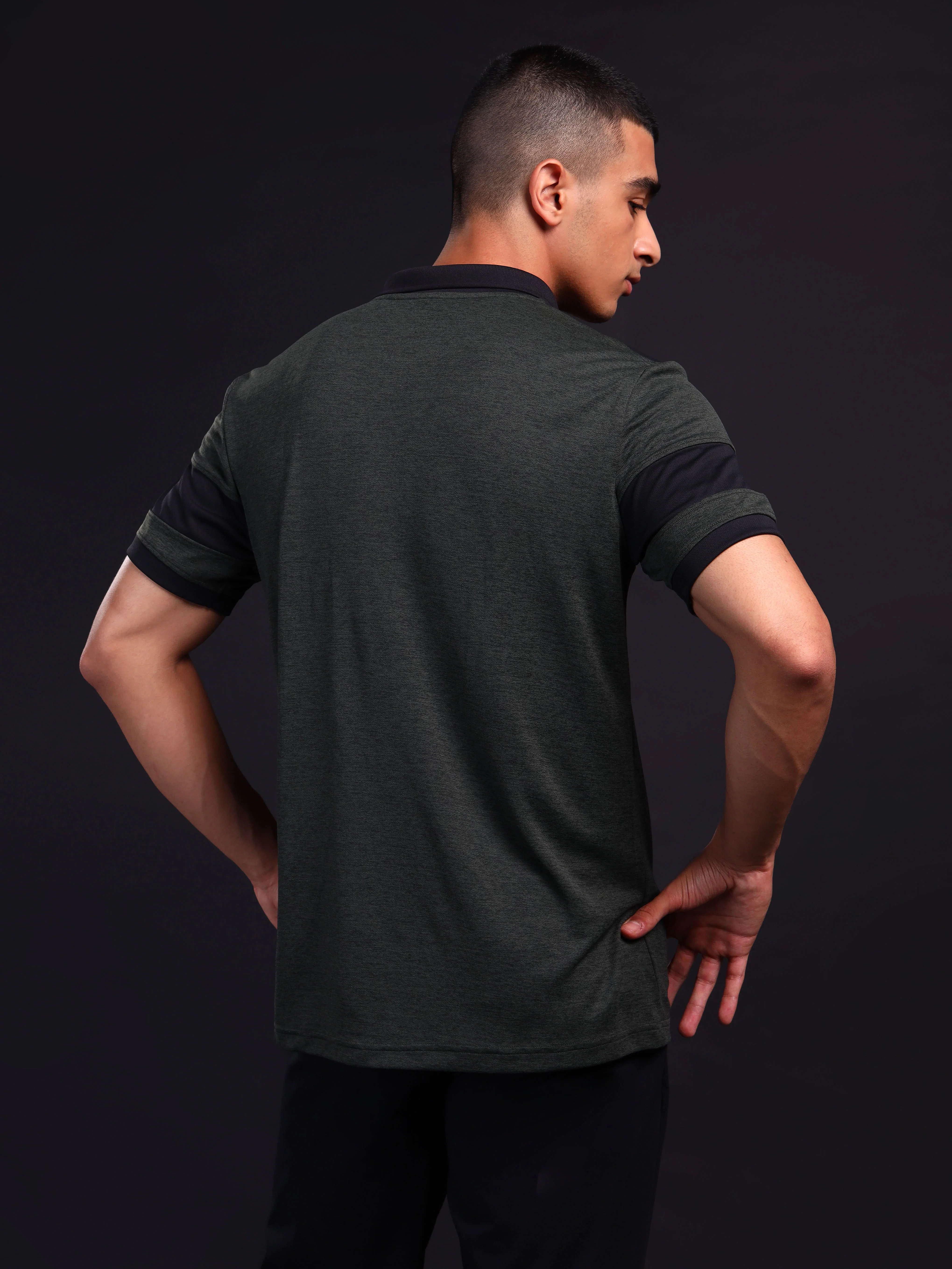 Men Melange Slim Fit Polo T-shirt with DOUBLE COOL - Image 2