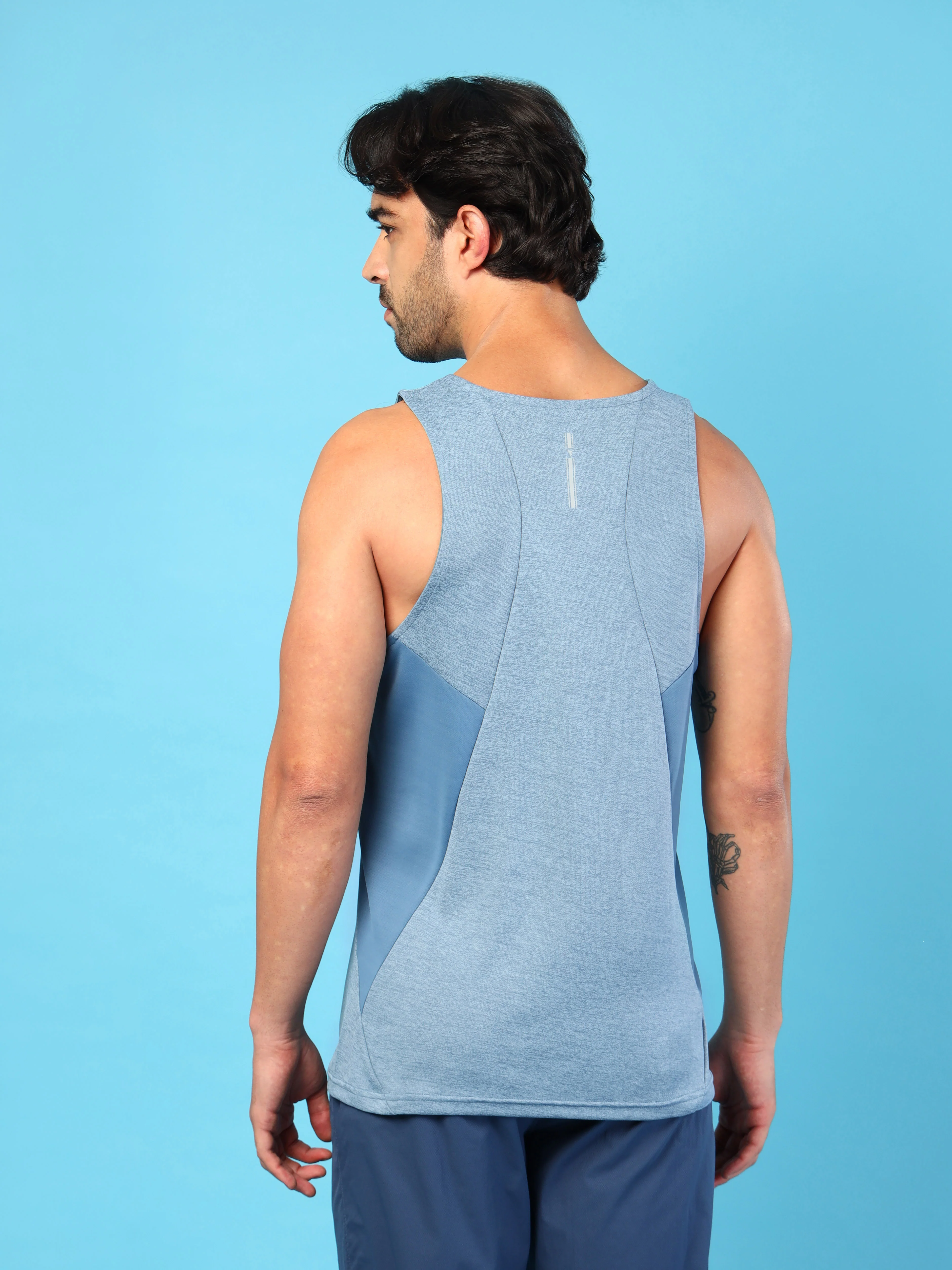 Men Melange Slim Fit Round Neck Sports Innerwear Vest with DOUBLE COOL - Image 3