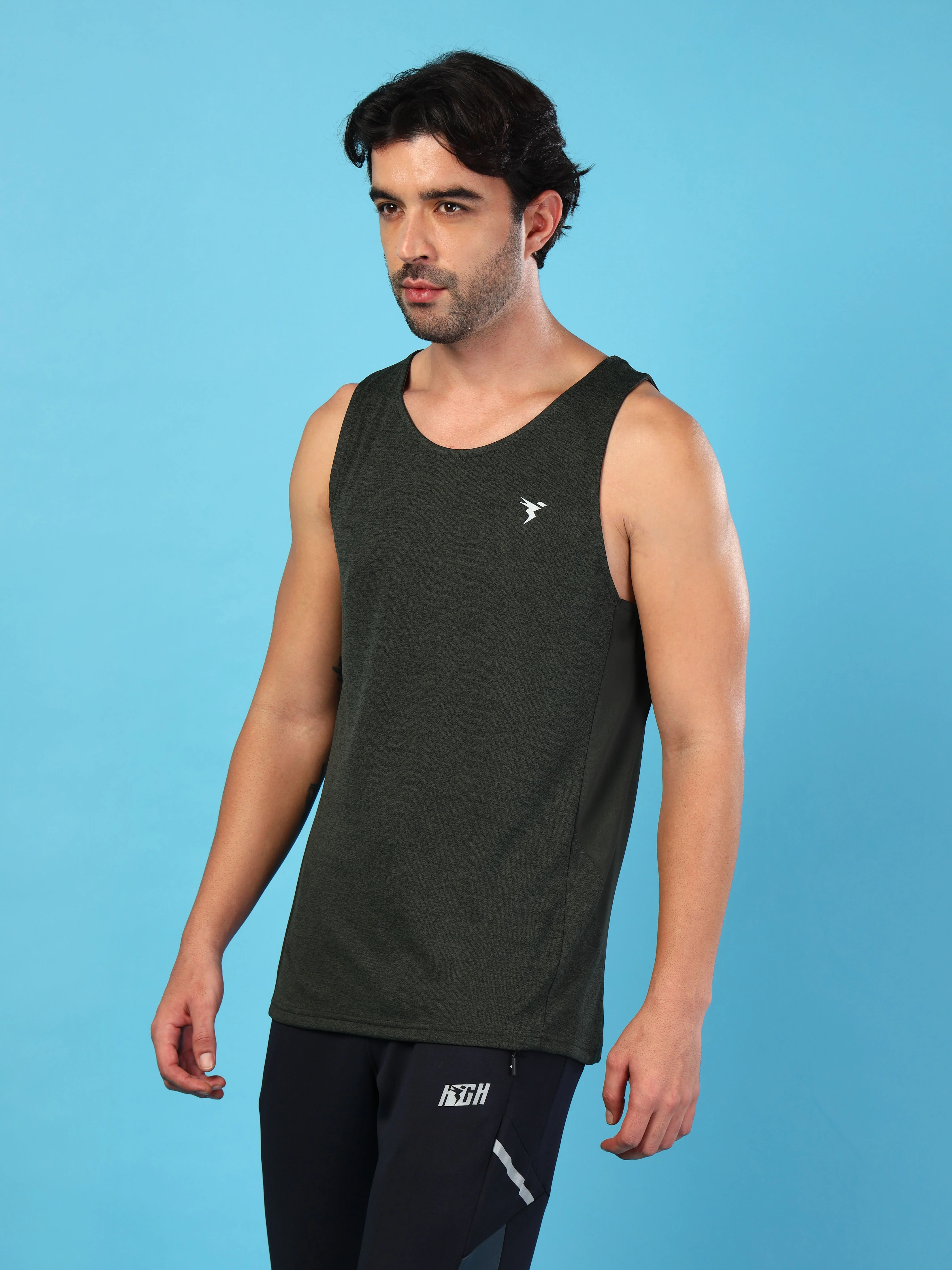 Men Melange Slim Fit Round Neck Sports Innerwear Vest with DOUBLE COOL - Image 3