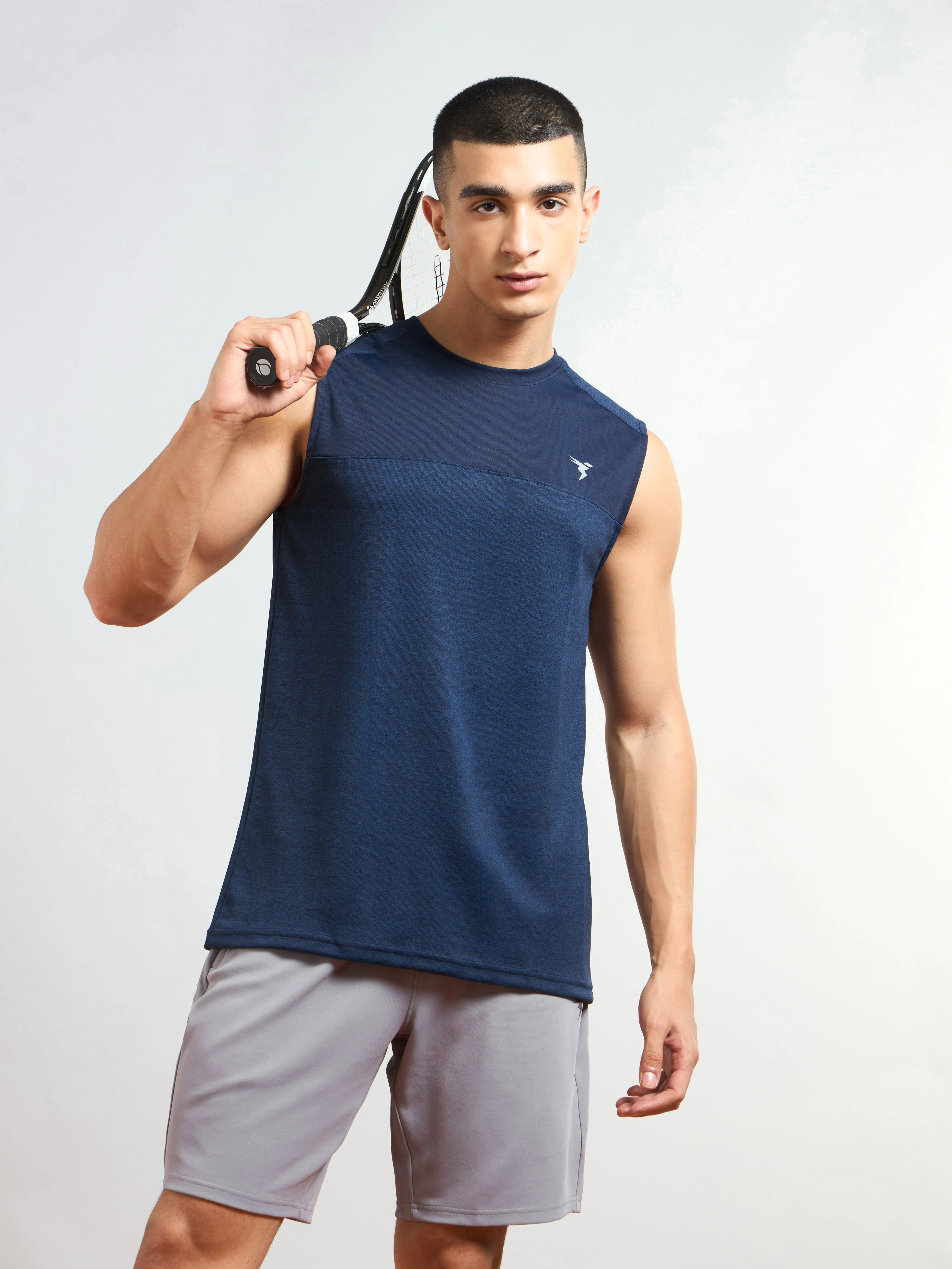 Men Melange Slim Fit Round Neck Sports Innerwear Vest with DOUBLE COOL (Pack of 2) - Image 2