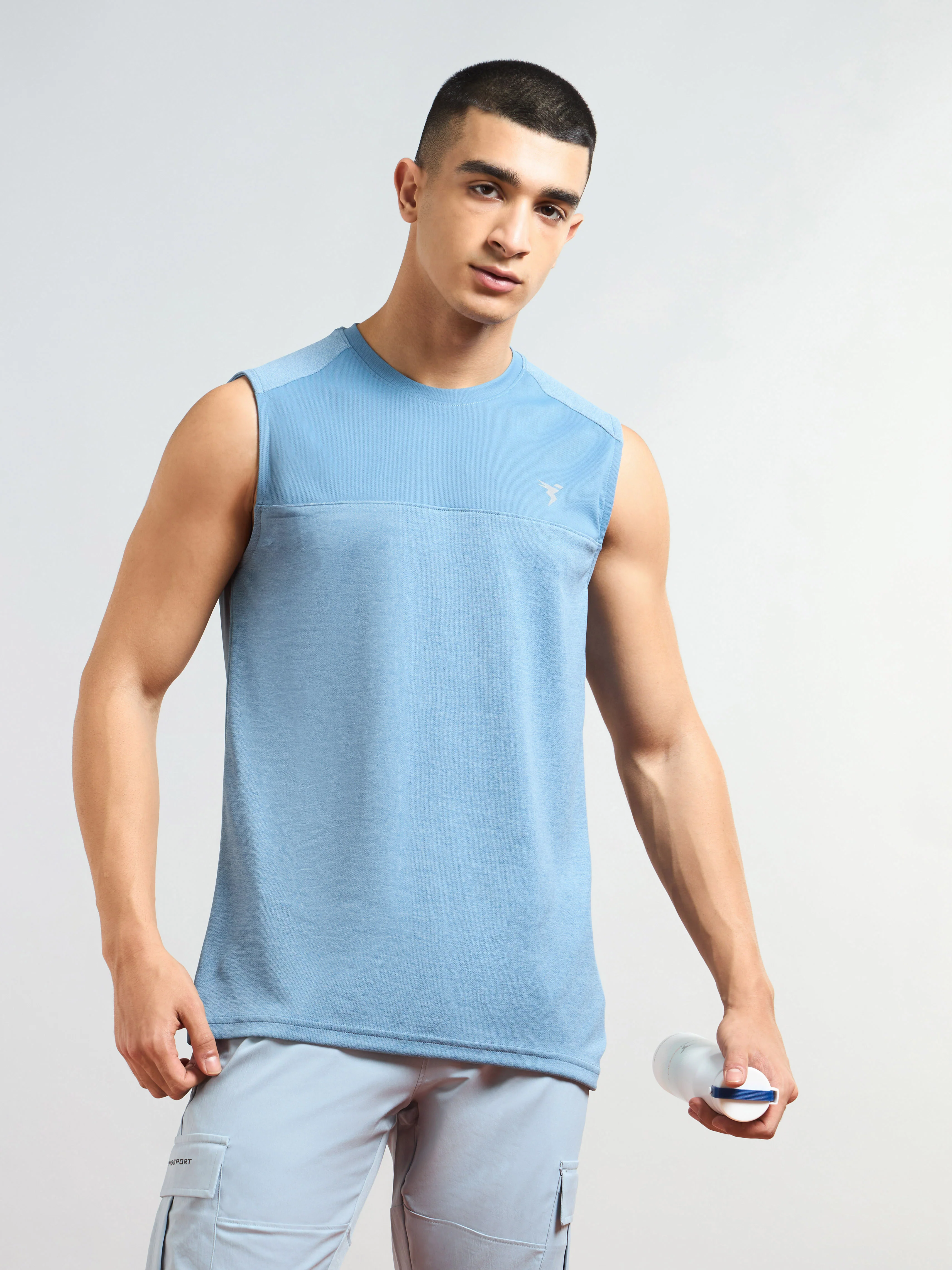 Men Melange Slim Fit Round Neck Sports Innerwear Vest with DOUBLE COOL (Pack of 2) - Image 2