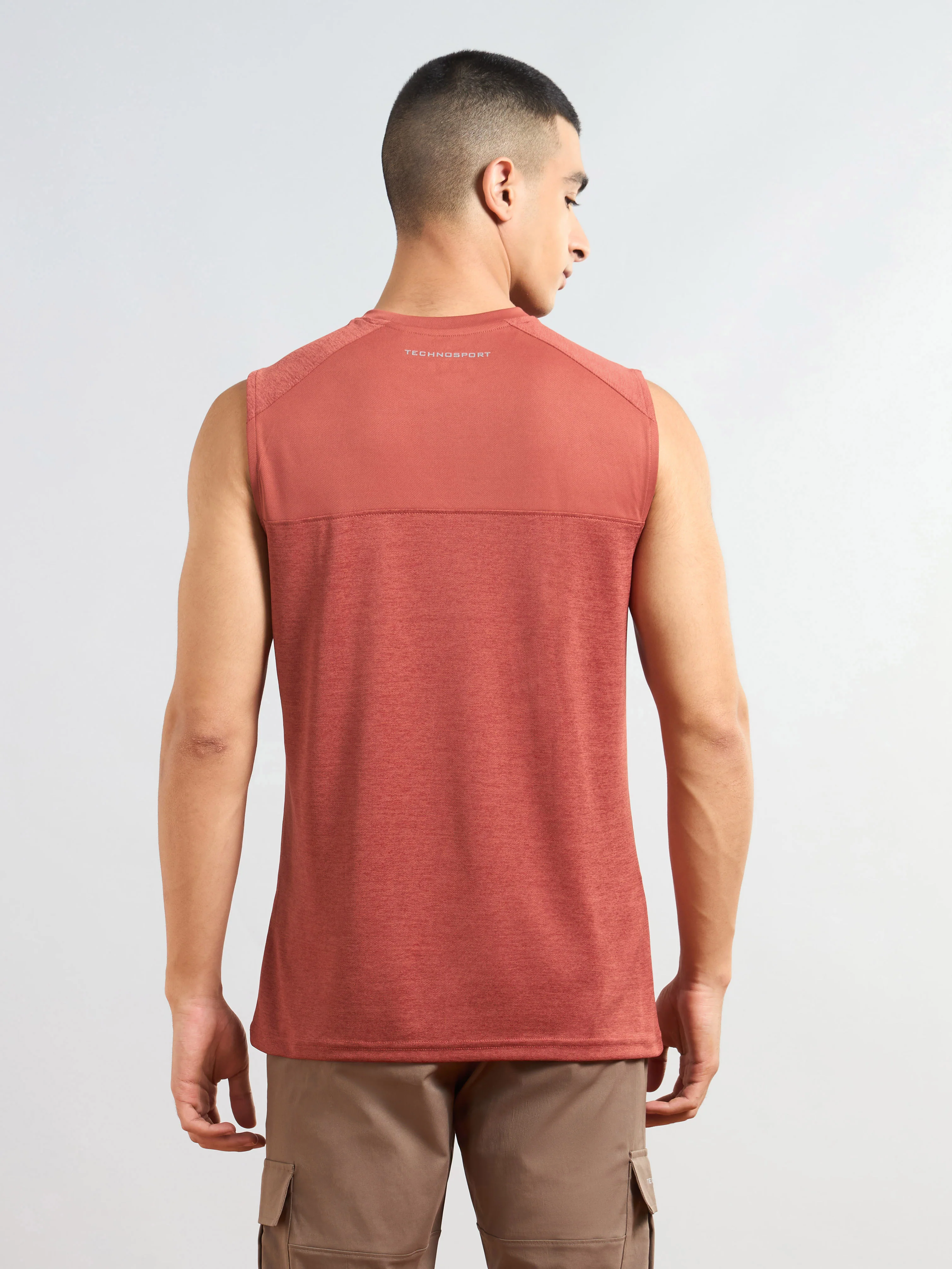 Men Melange Slim Fit Round Neck Sports Innerwear Vest with DOUBLE COOL - Image 2