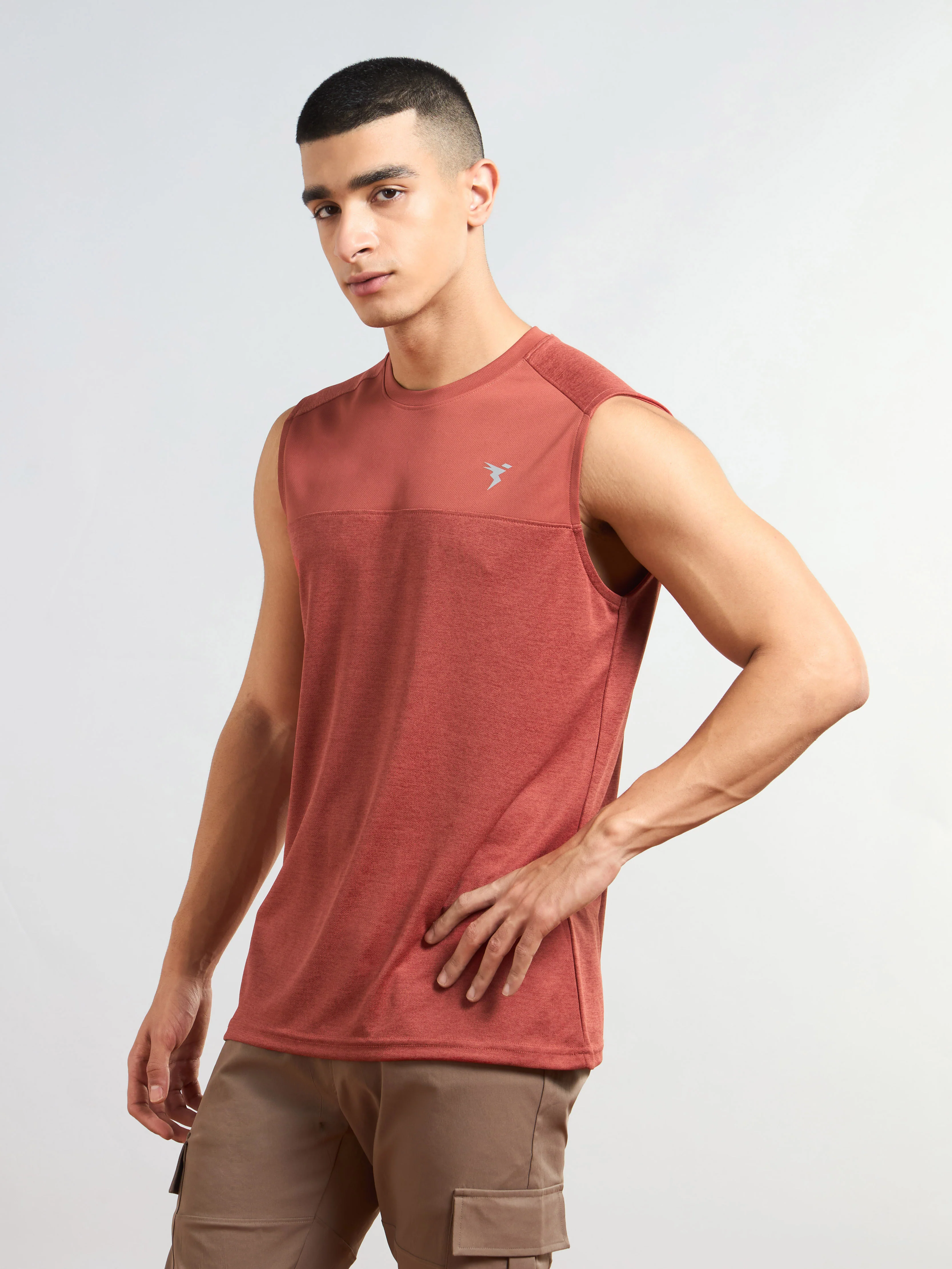 Men Melange Slim Fit Round Neck Sports Innerwear Vest with DOUBLE COOL - Image 3