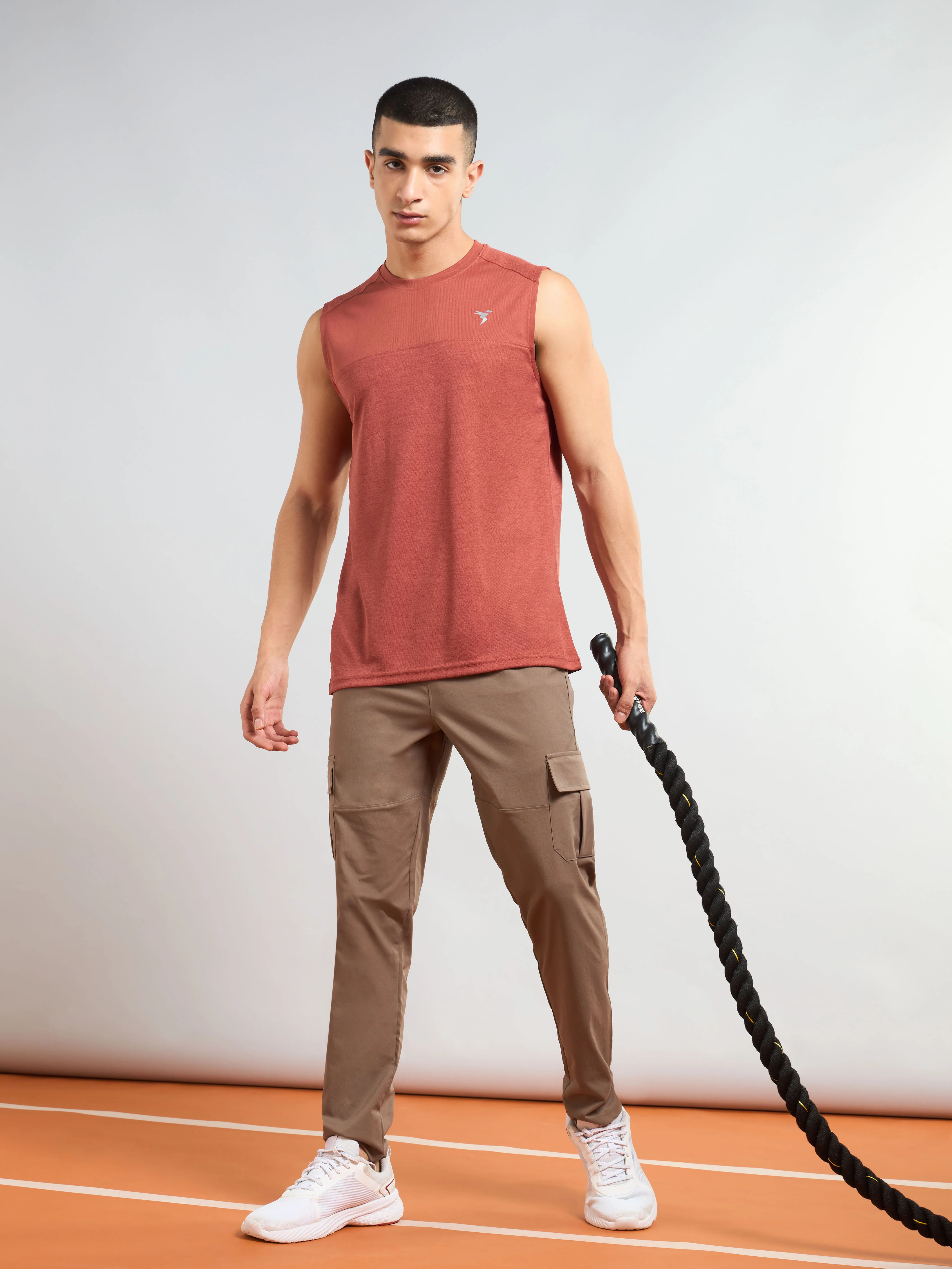 Men Melange Slim Fit Round Neck Sports Innerwear Vest with DOUBLE COOL - Image 4
