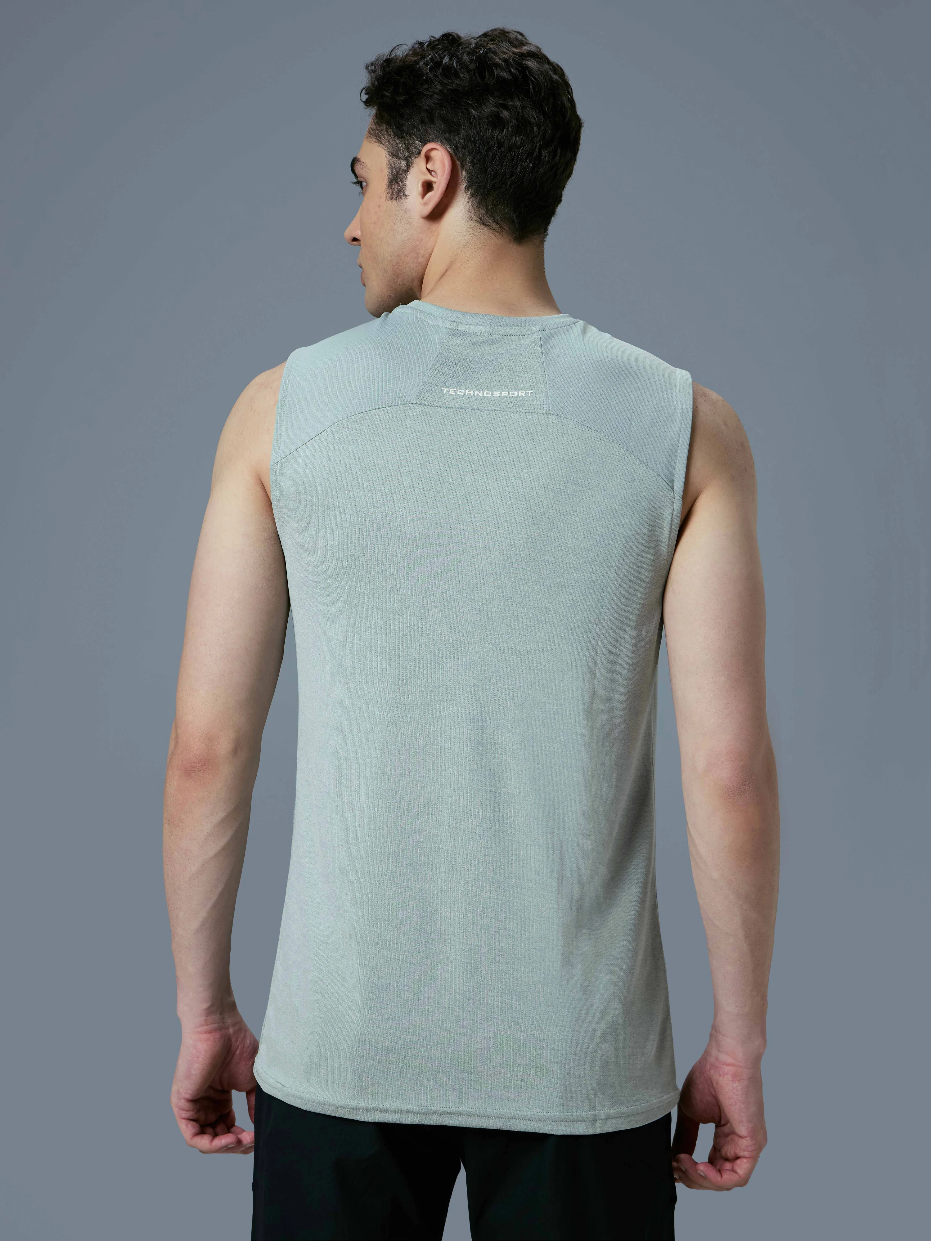 Men Melange Slim Fit Round Neck Sports Innerwear Vest with DOUBLE COOL - Image 3