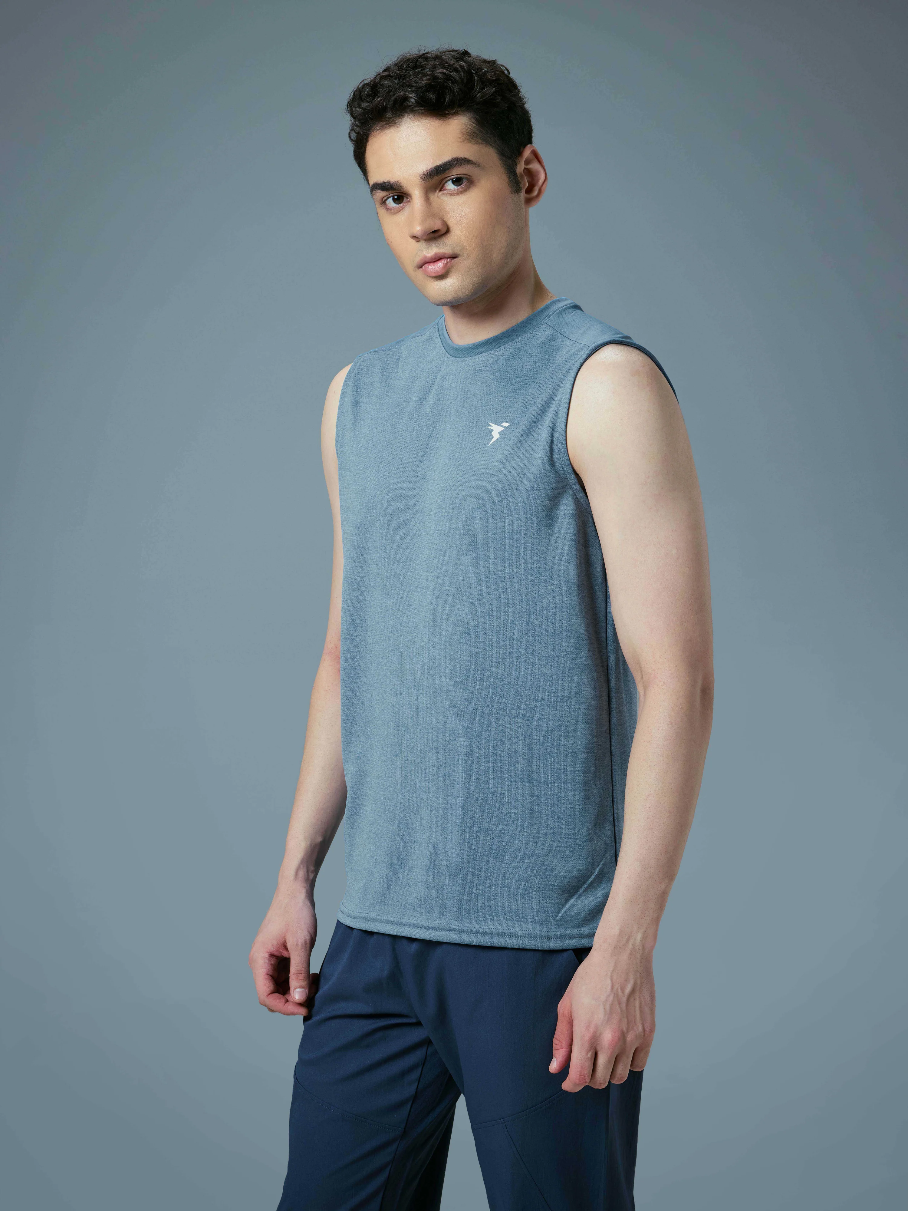 Men Melange Slim Fit Round Neck Sports Innerwear Vest with DOUBLE COOL - Image 4