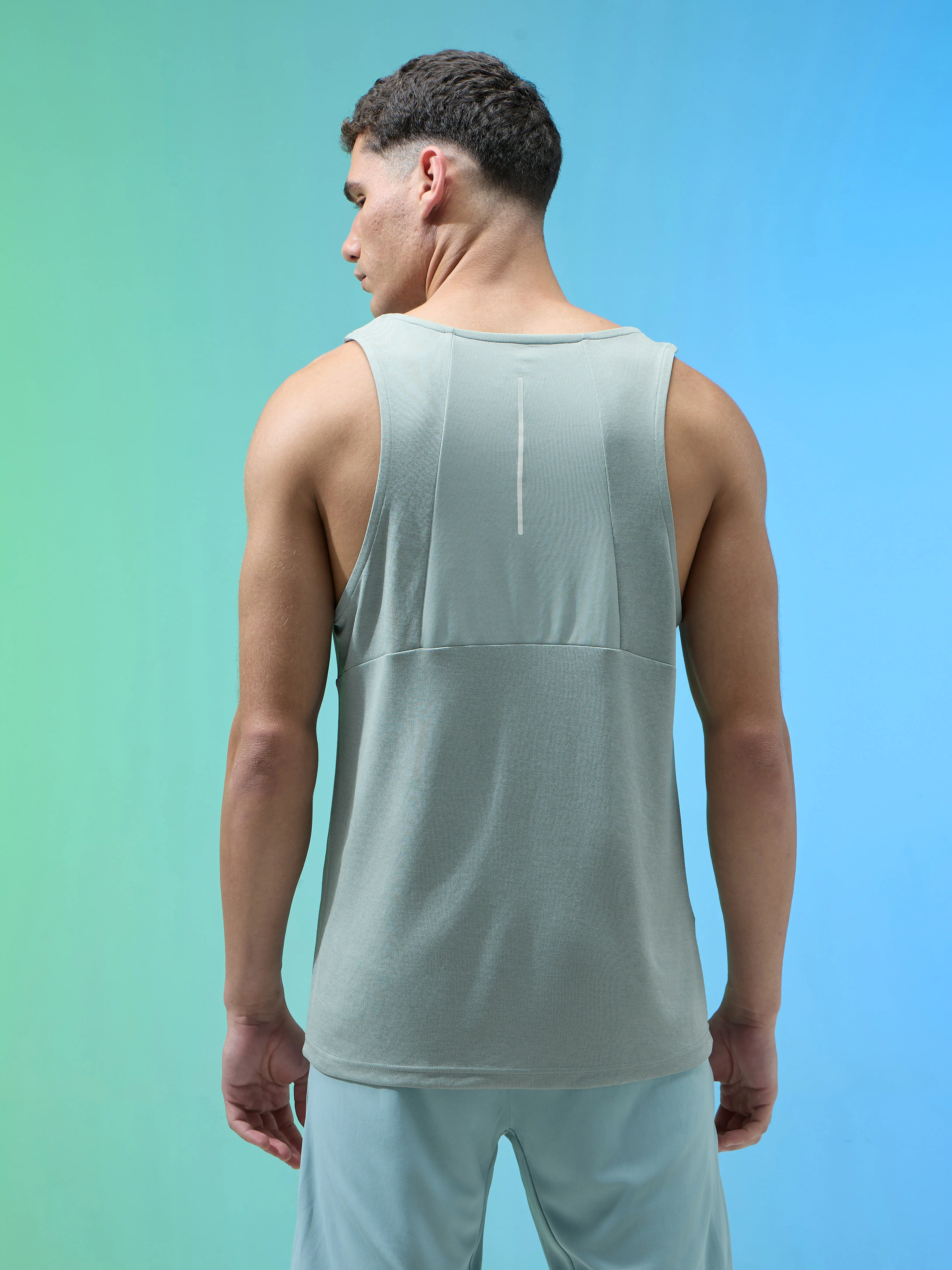 Men Melange Slim Fit Round Neck Sports Innerwear Vest with DOUBLE COOL - Image 3