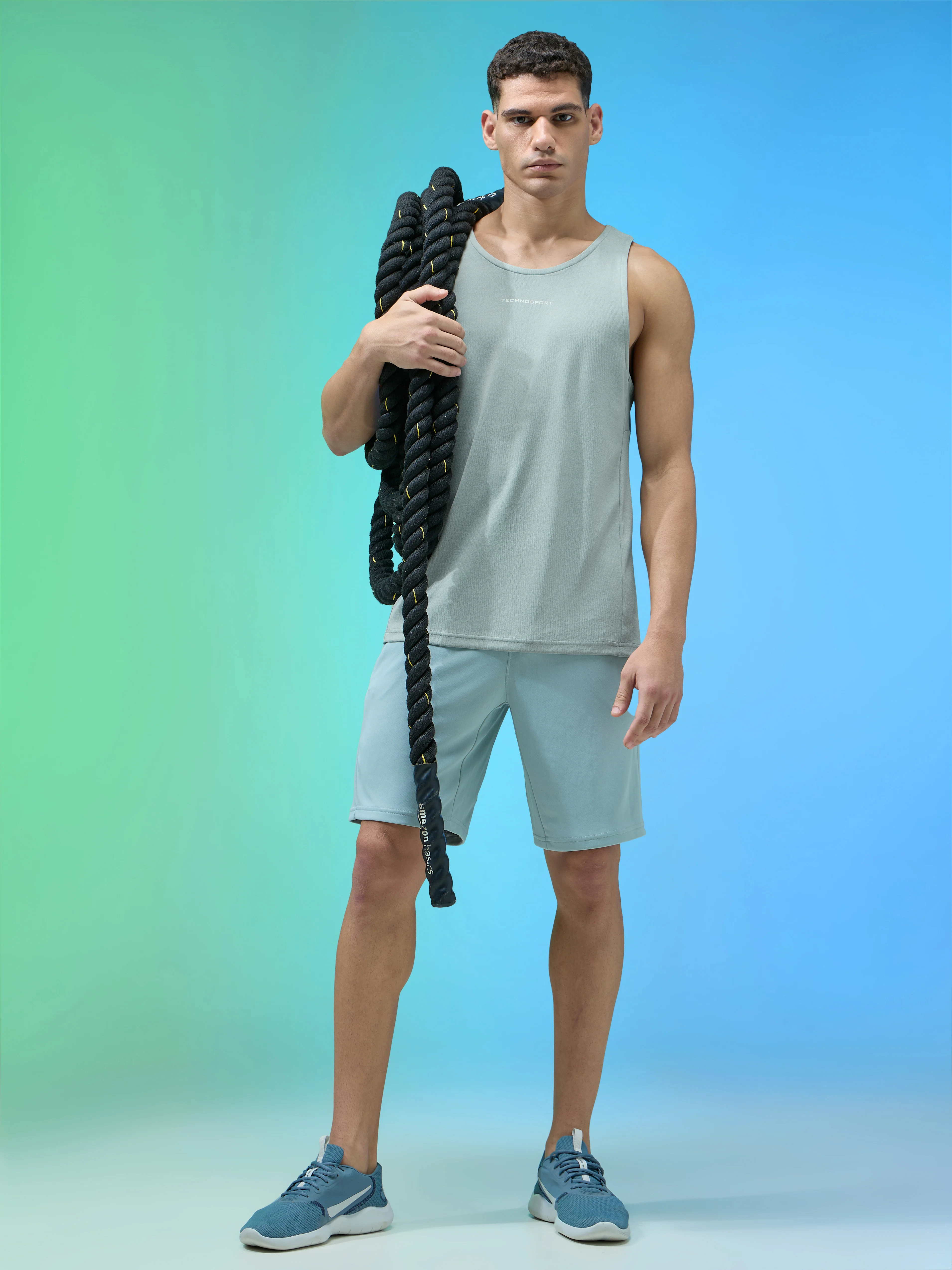 Men Melange Slim Fit Round Neck Sports Innerwear Vest with DOUBLE COOL - Image 5