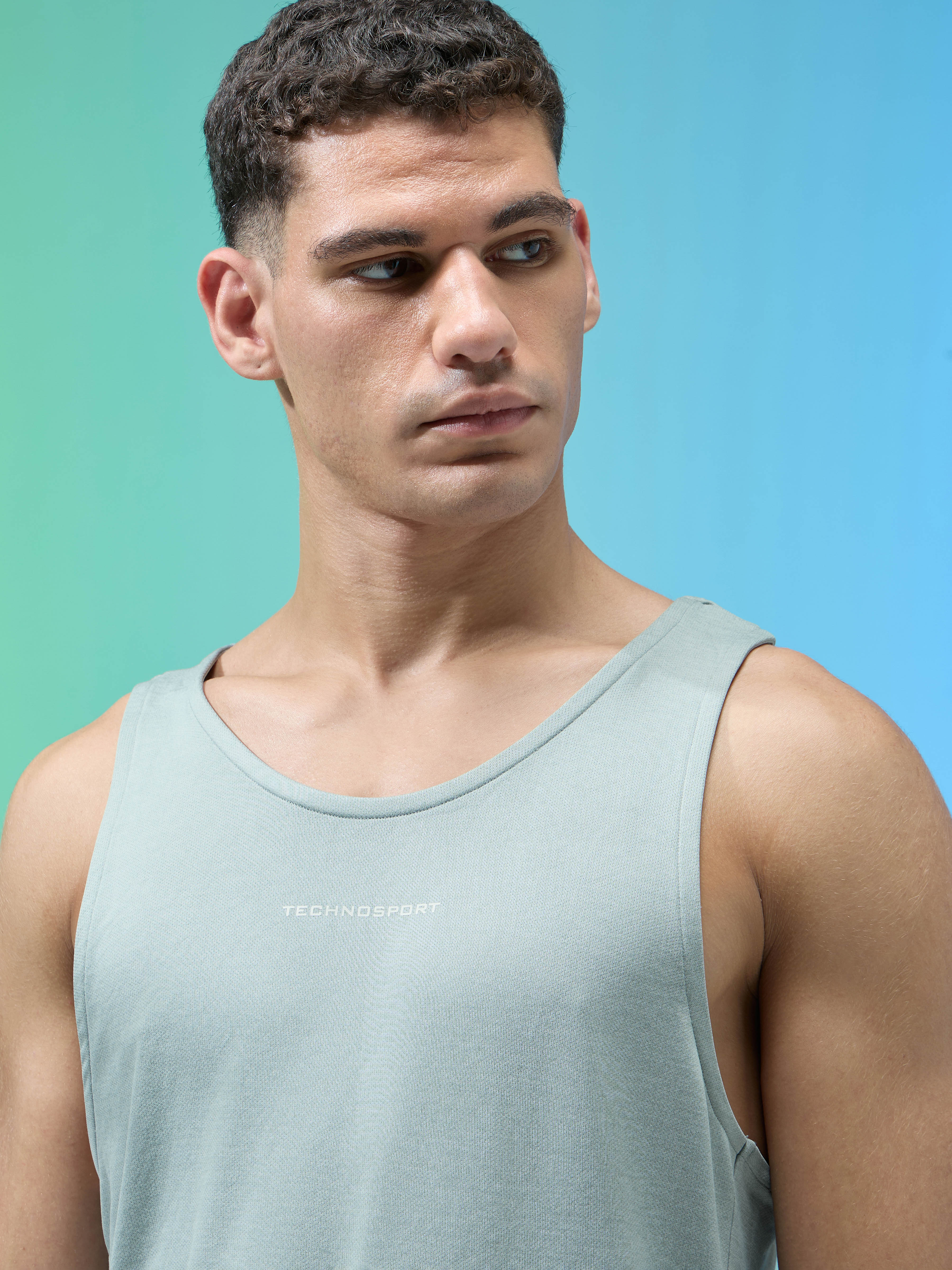 Men Melange Slim Fit Round Neck Sports Innerwear Vest with DOUBLE COOL - Image 6