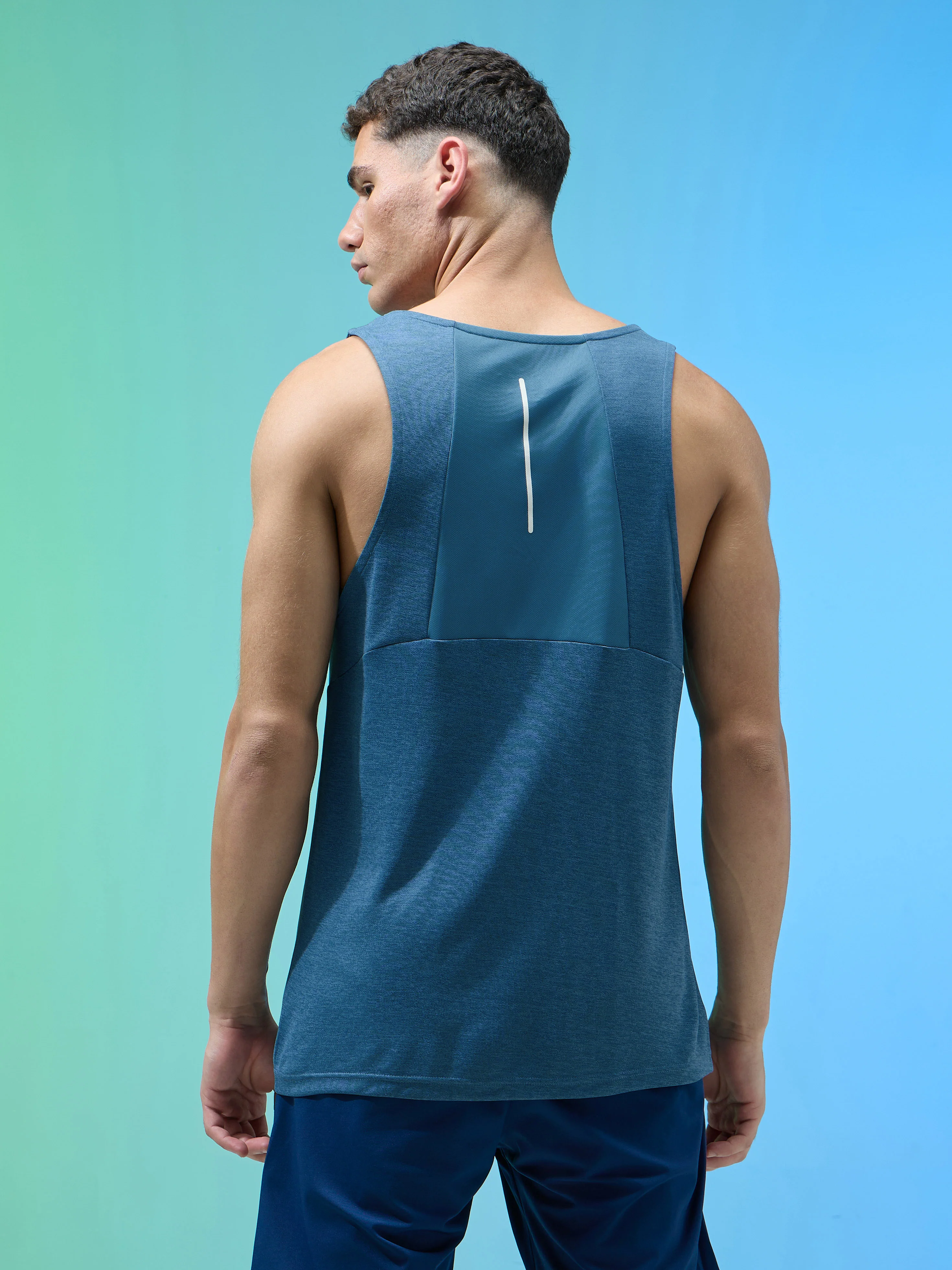 Men Melange Slim Fit Round Neck Sports Innerwear Vest with DOUBLE COOL - Image 3