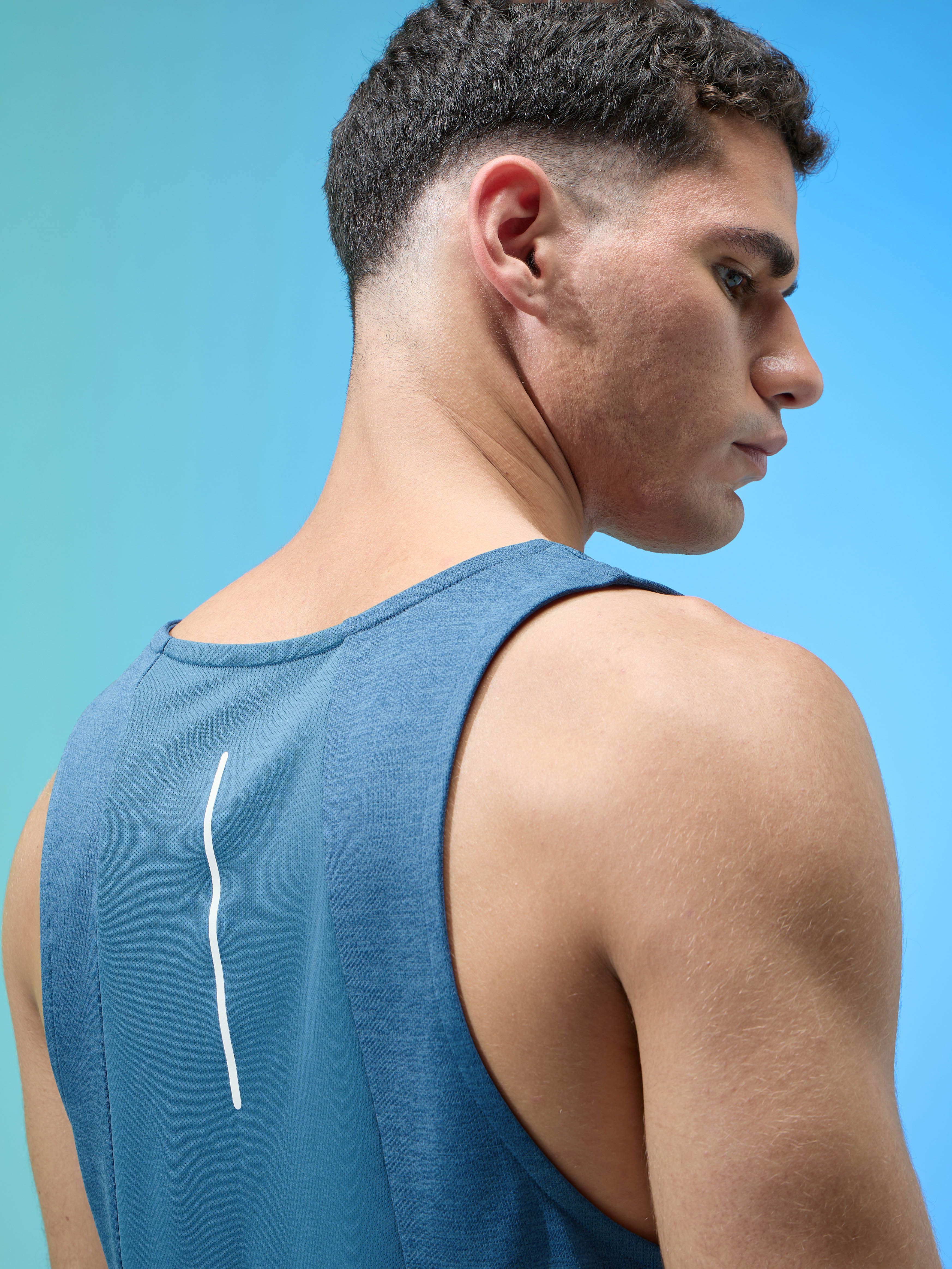 Men Melange Slim Fit Round Neck Sports Innerwear Vest with DOUBLE COOL - Image 7
