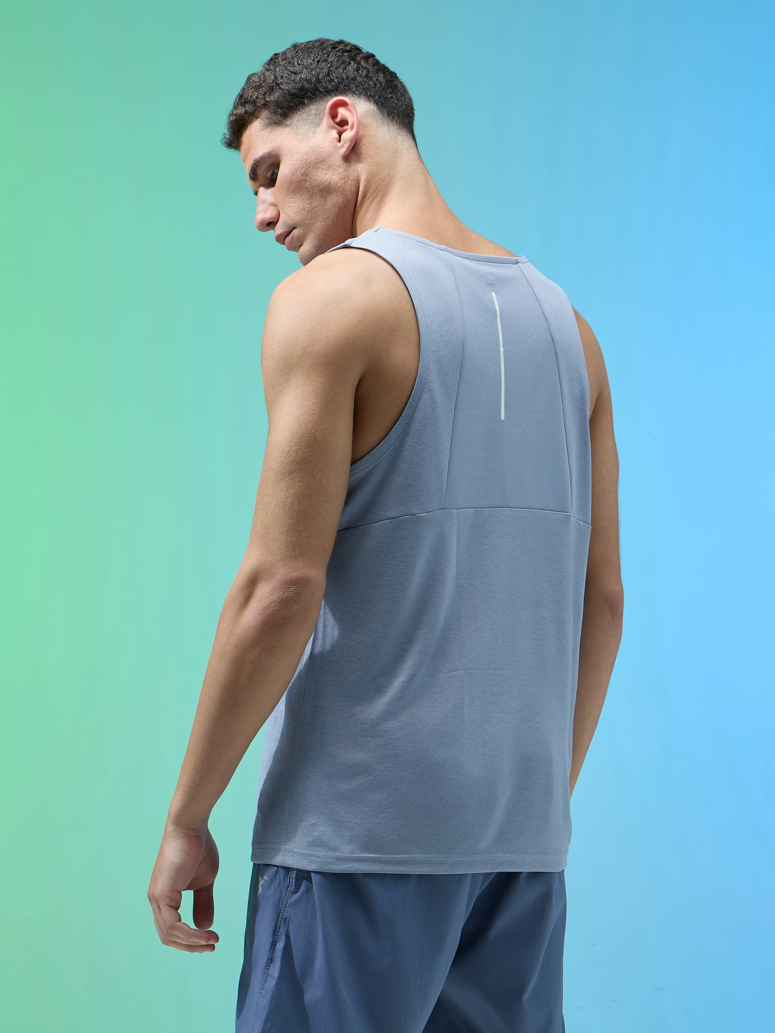 Men Melange Slim Fit Round Neck Sports Innerwear Vest with DOUBLE COOL - Image 3
