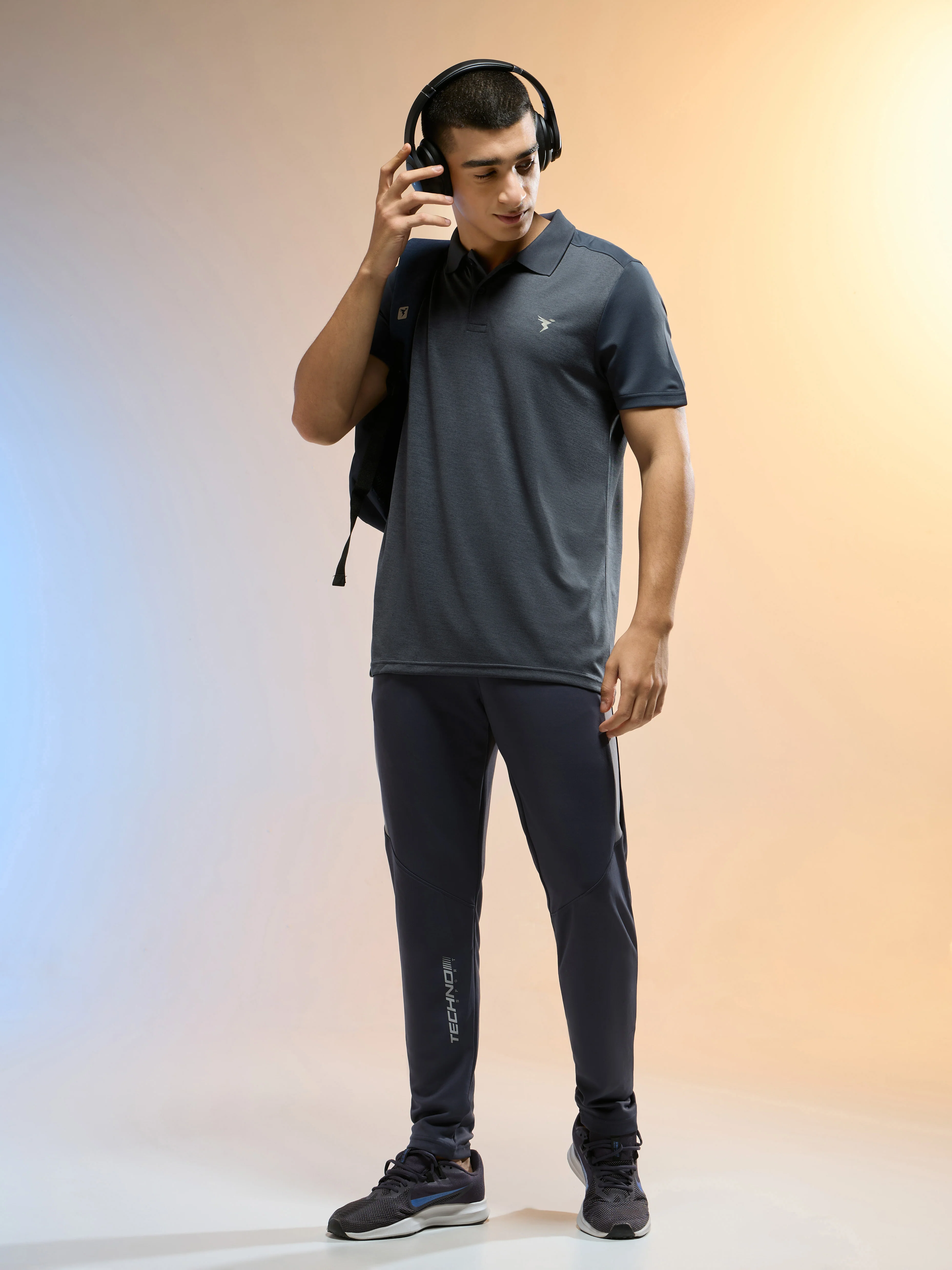 Men Melange Slim Fit Round Neck Sports T-shirt with DOUBLE COOL - Image 5
