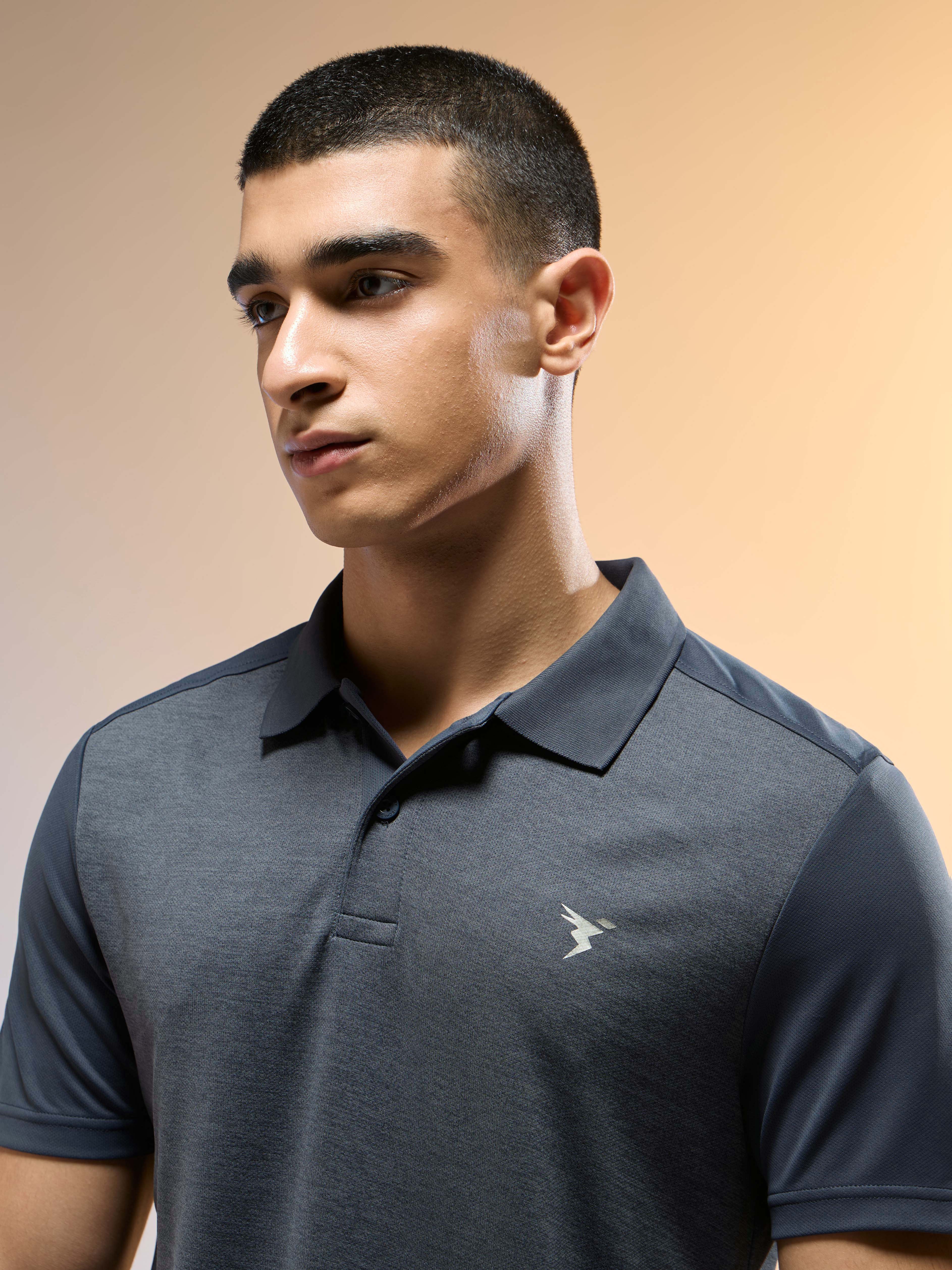 Men Melange Slim Fit Round Neck Sports T-shirt with DOUBLE COOL - Image 6