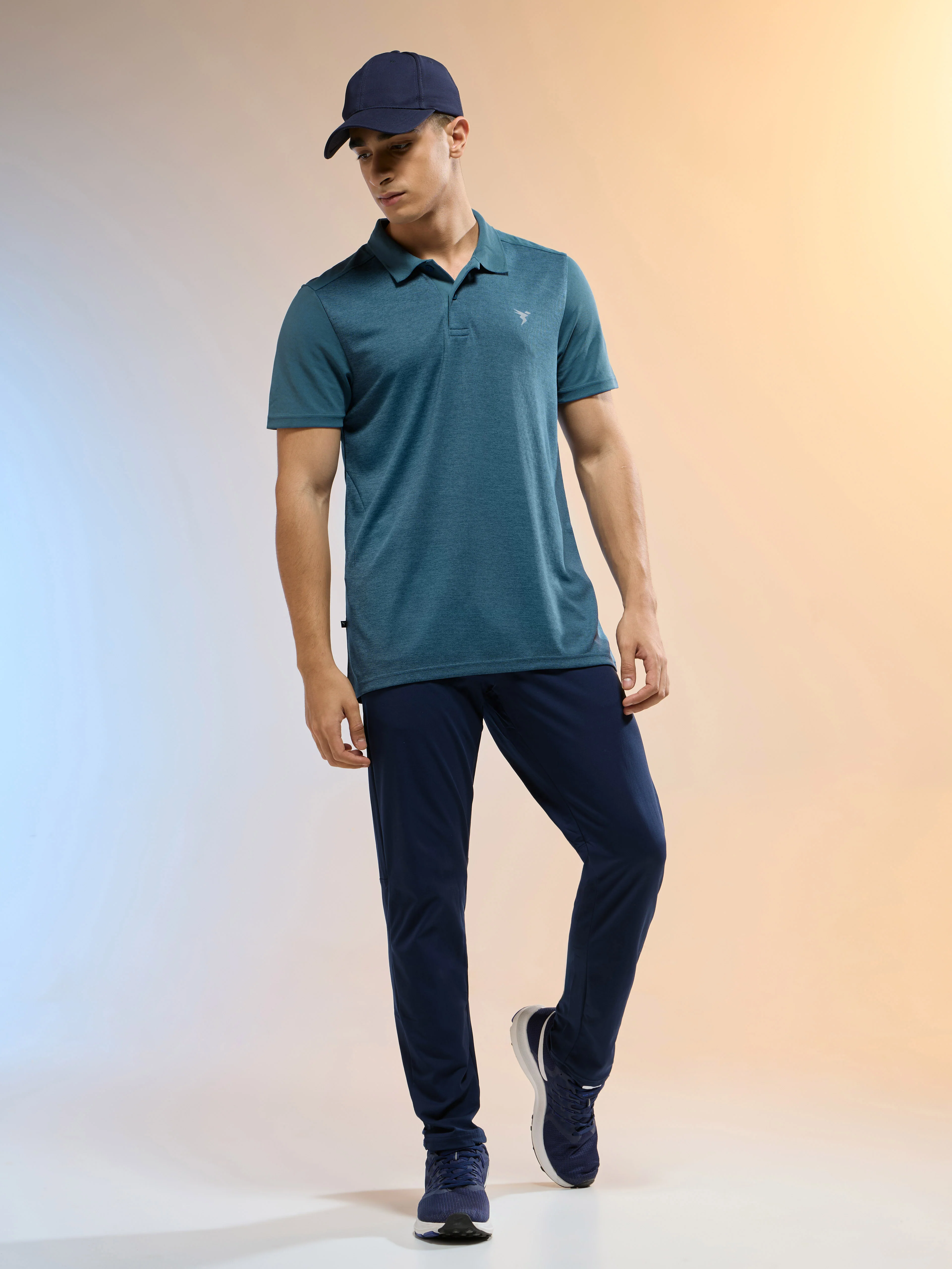 Men Melange Slim Fit Round Neck Sports T-shirt with DOUBLE COOL - Image 5