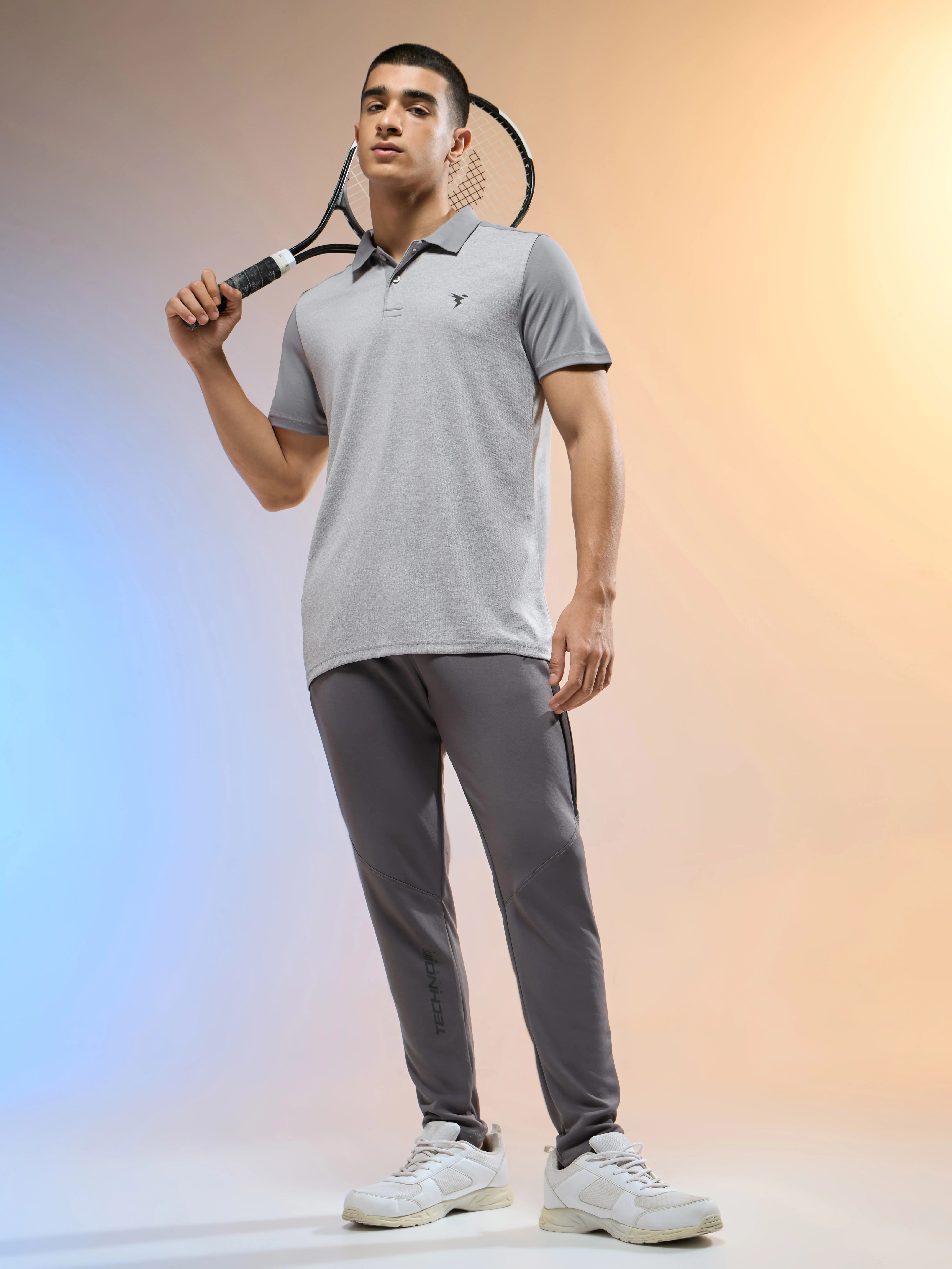 Men Melange Slim Fit Round Neck Sports T-shirt with DOUBLE COOL - Image 5