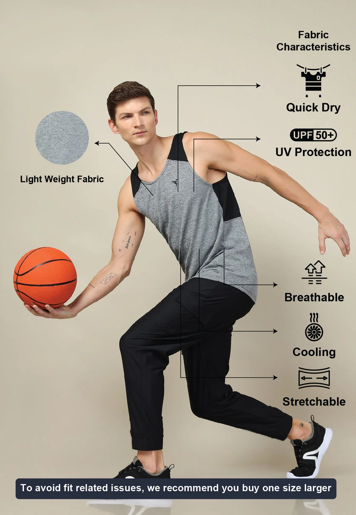 Men Melange Slim Fit Scoop Neck Innerwear Vest with TECHNO COOL+ ( Pack of 2) - Image 7