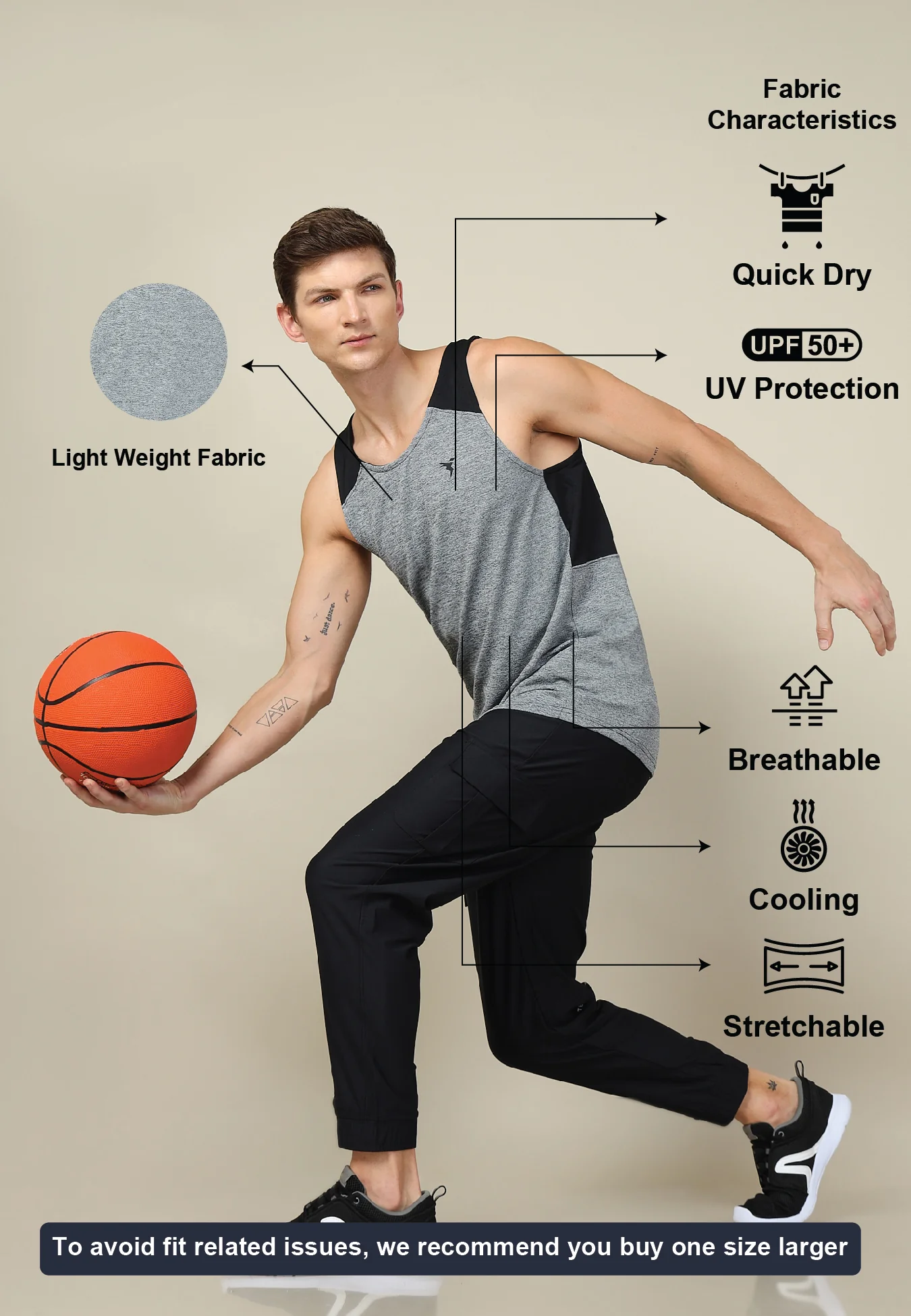 Men Melange Slim Fit Scoop Neck Innerwear Vest with TECHNO COOL+ ( Pack of 2) - Image 5