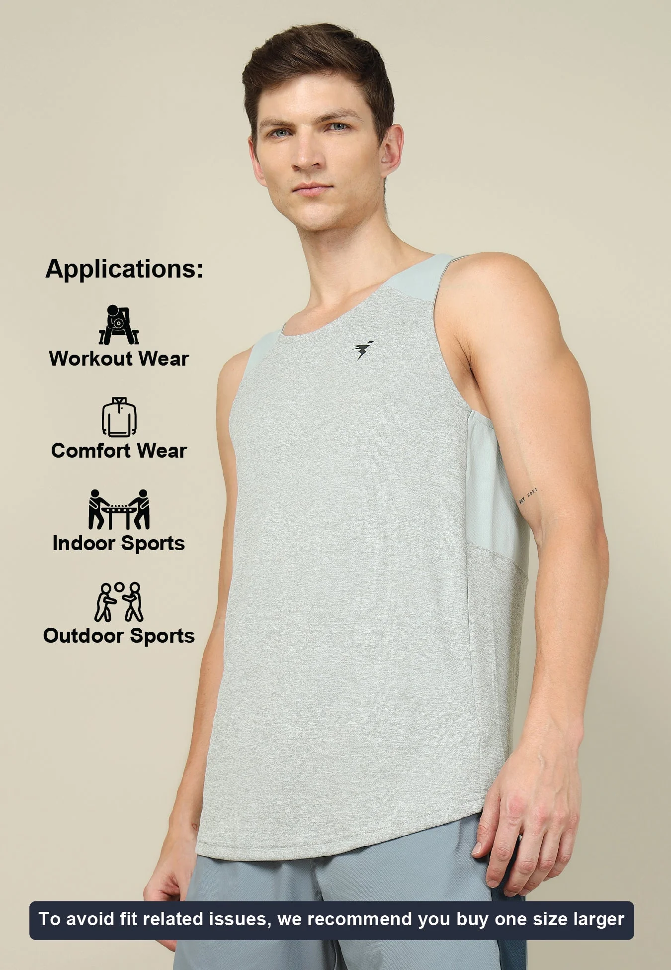 Men Melange Slim Fit Scoop Neck Innerwear Vest with TECHNO COOL+ ( Pack of 2) - Image 5