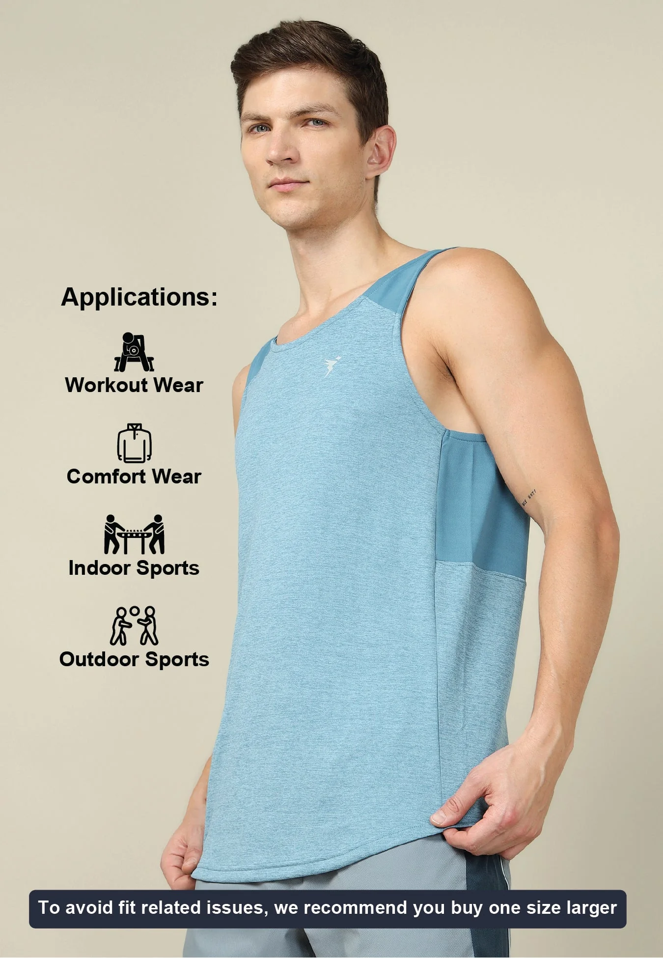 Men Melange Slim Fit Scoop Neck Innerwear Vest with TECHNO COOL+ ( Pack of 2) - Image 7