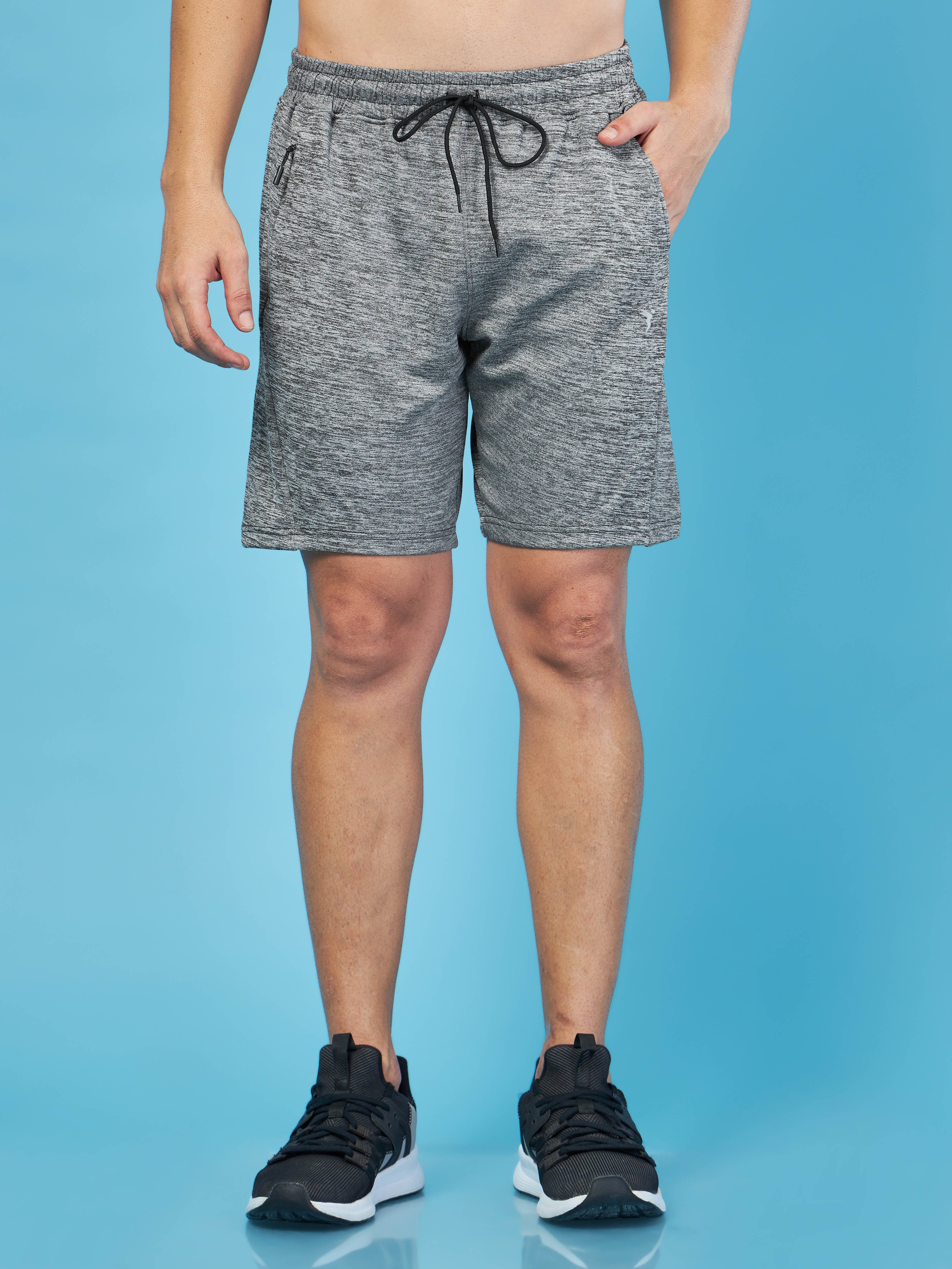 Men Melange Slim Fit Shorts with TECHNO DRY - Image 2