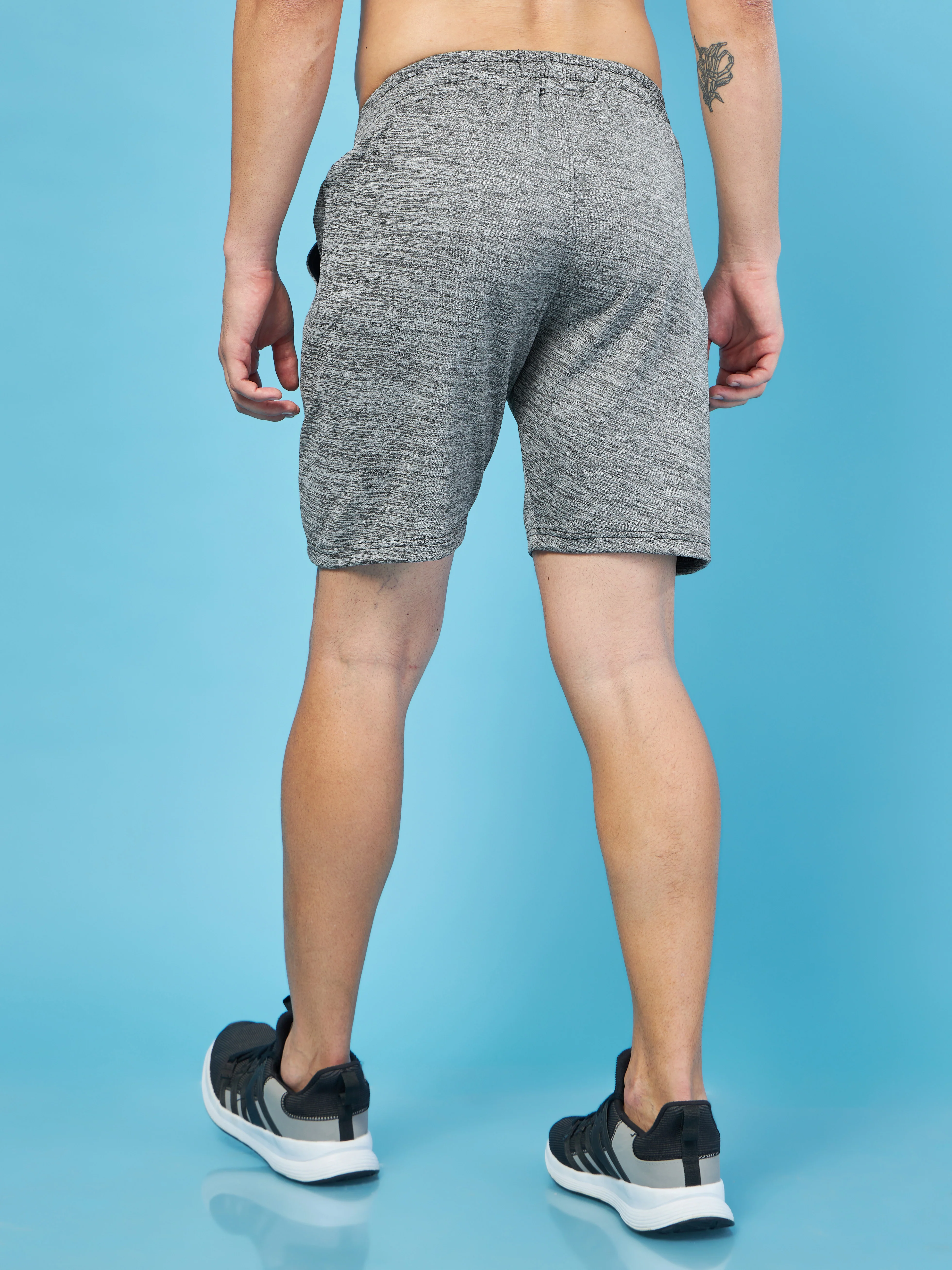 Men Melange Slim Fit Shorts with TECHNO DRY - Image 3