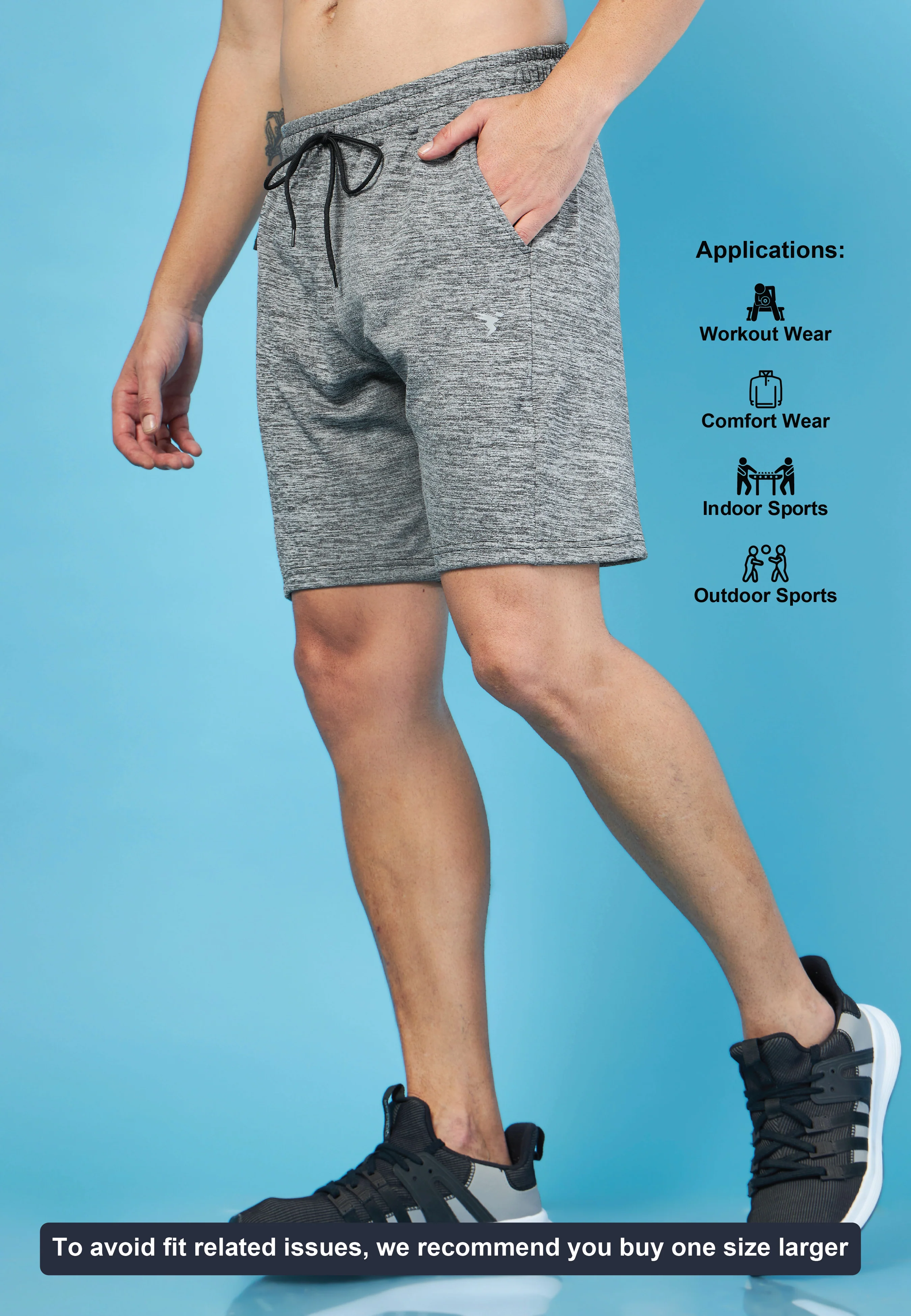 Men Melange Slim Fit Shorts with TECHNO DRY - Image 5
