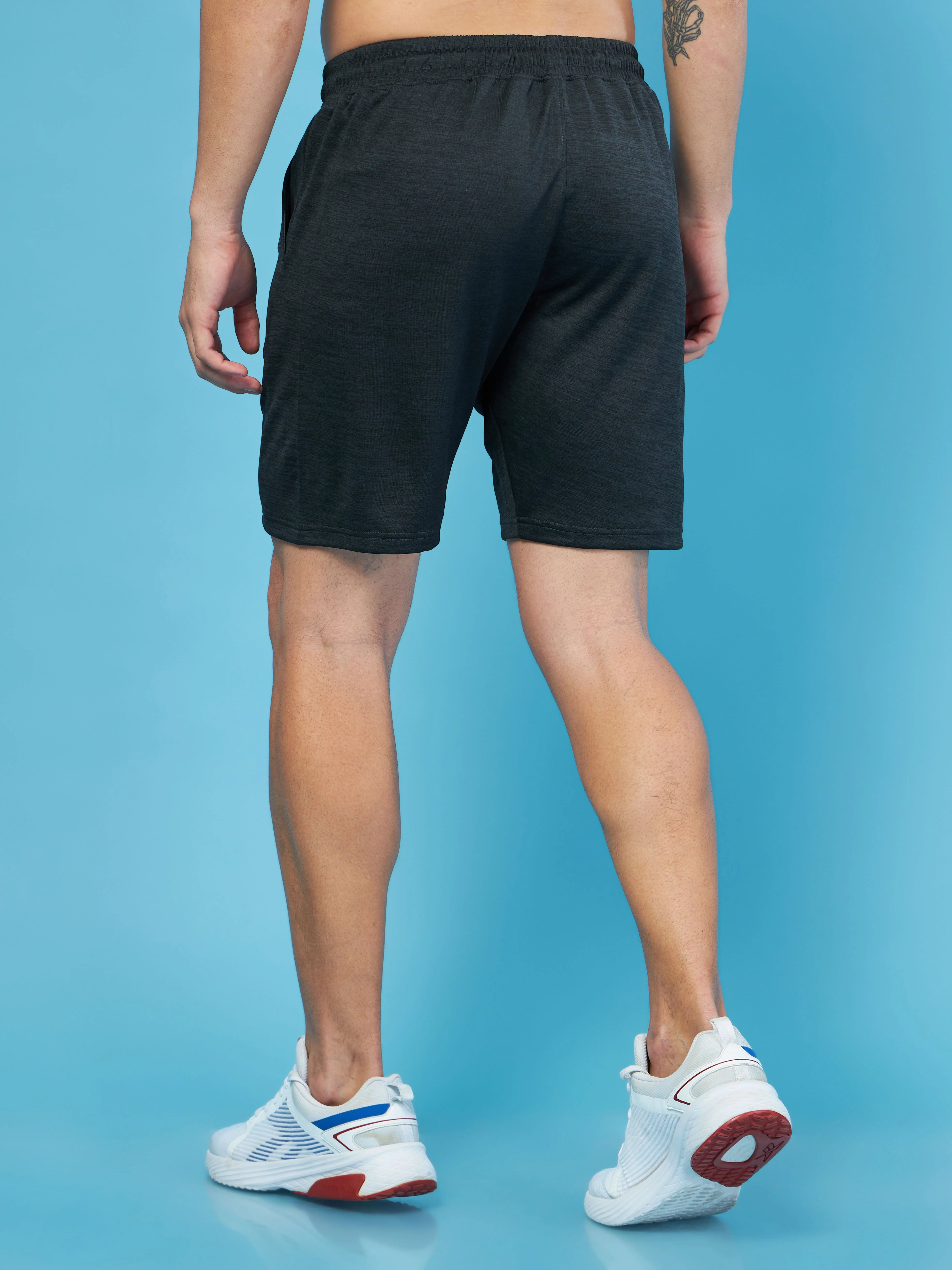 Men Melange Slim Fit Shorts with TECHNO DRY - Image 3