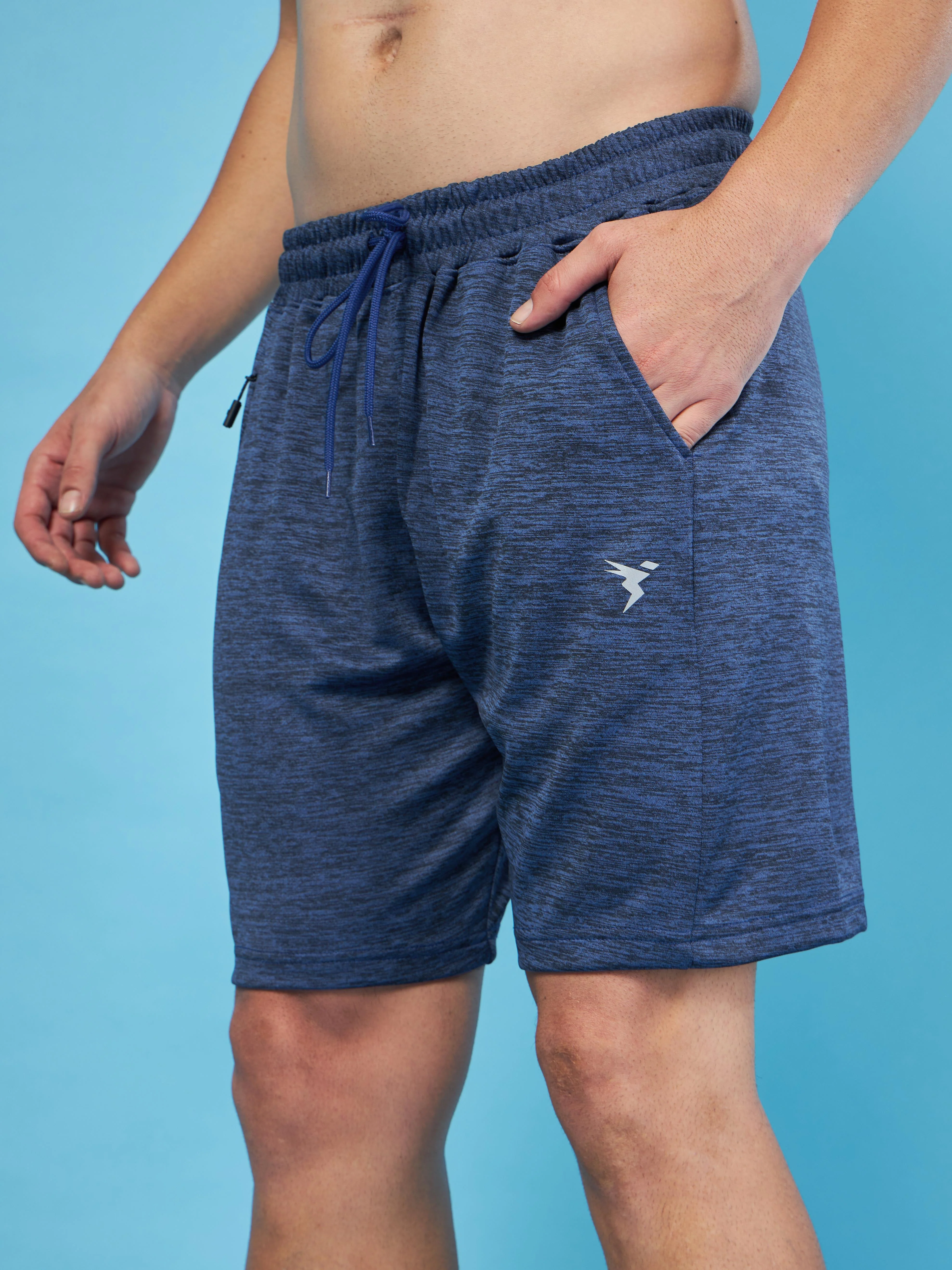 Men Melange Slim Fit Shorts with TECHNO DRY - Image 2