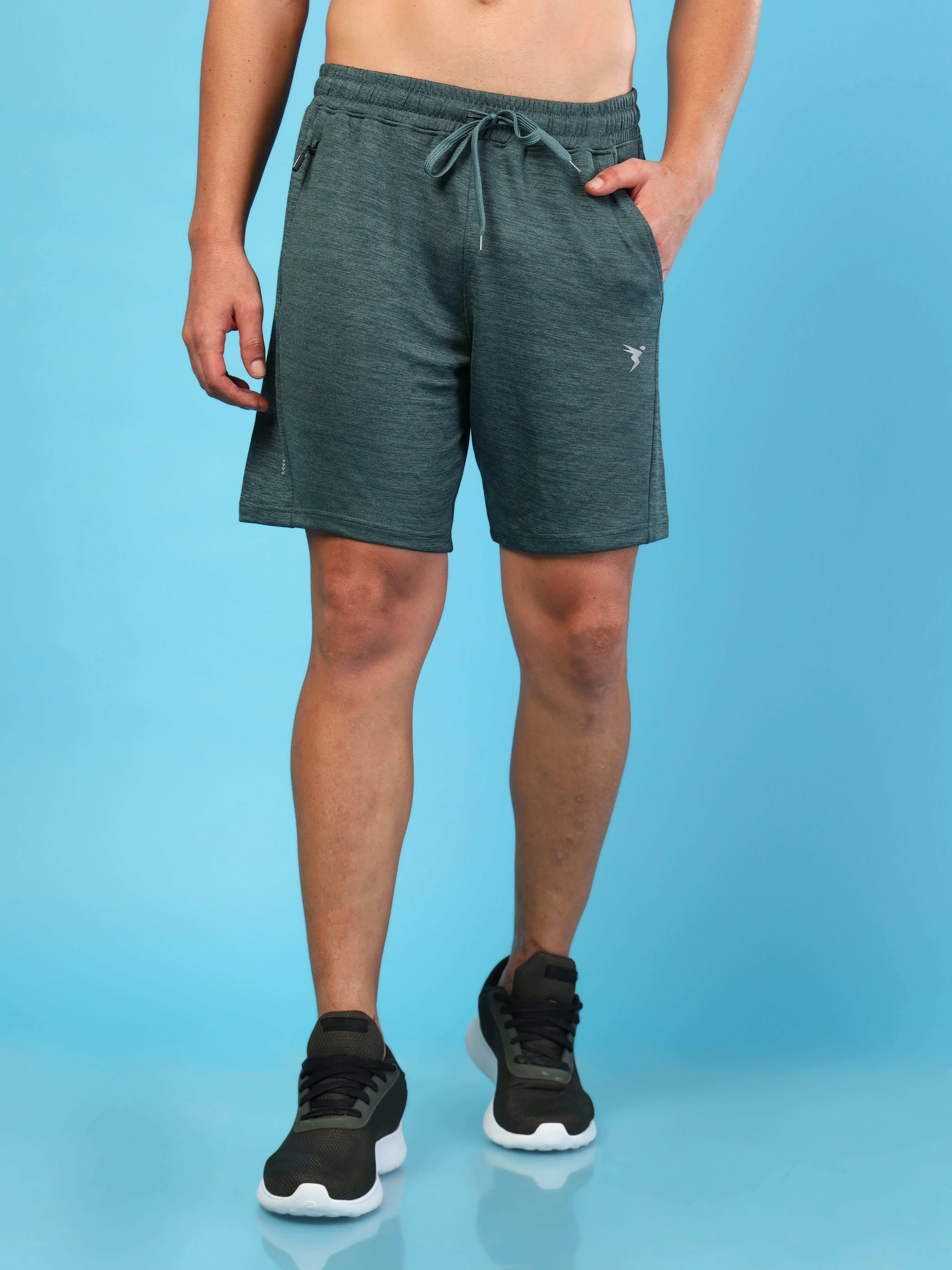 Men Melange Slim Fit Shorts with TECHNO DRY - Image 2