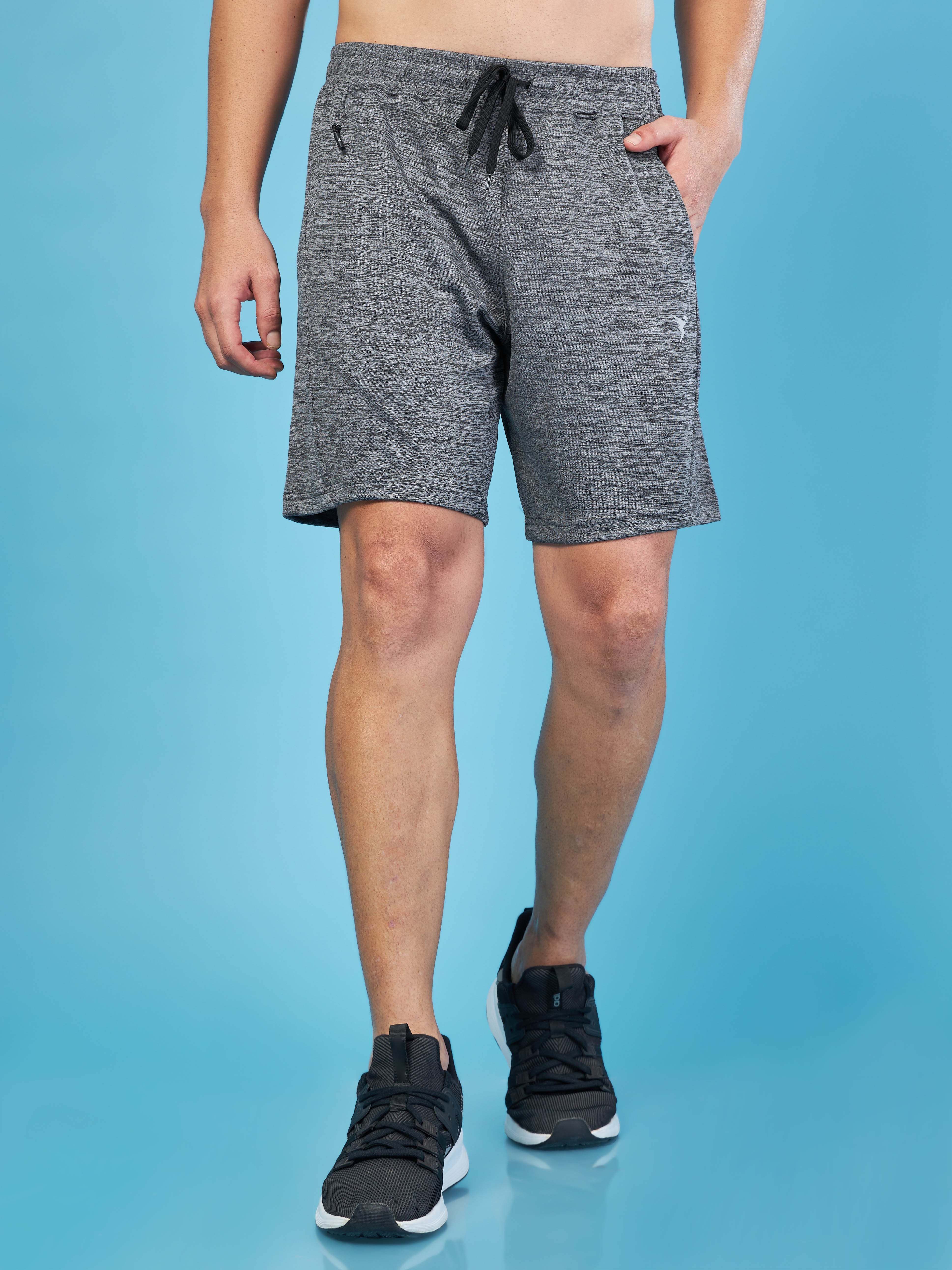 Men Melange Slim Fit Shorts with TECHNO DRY - Image 2